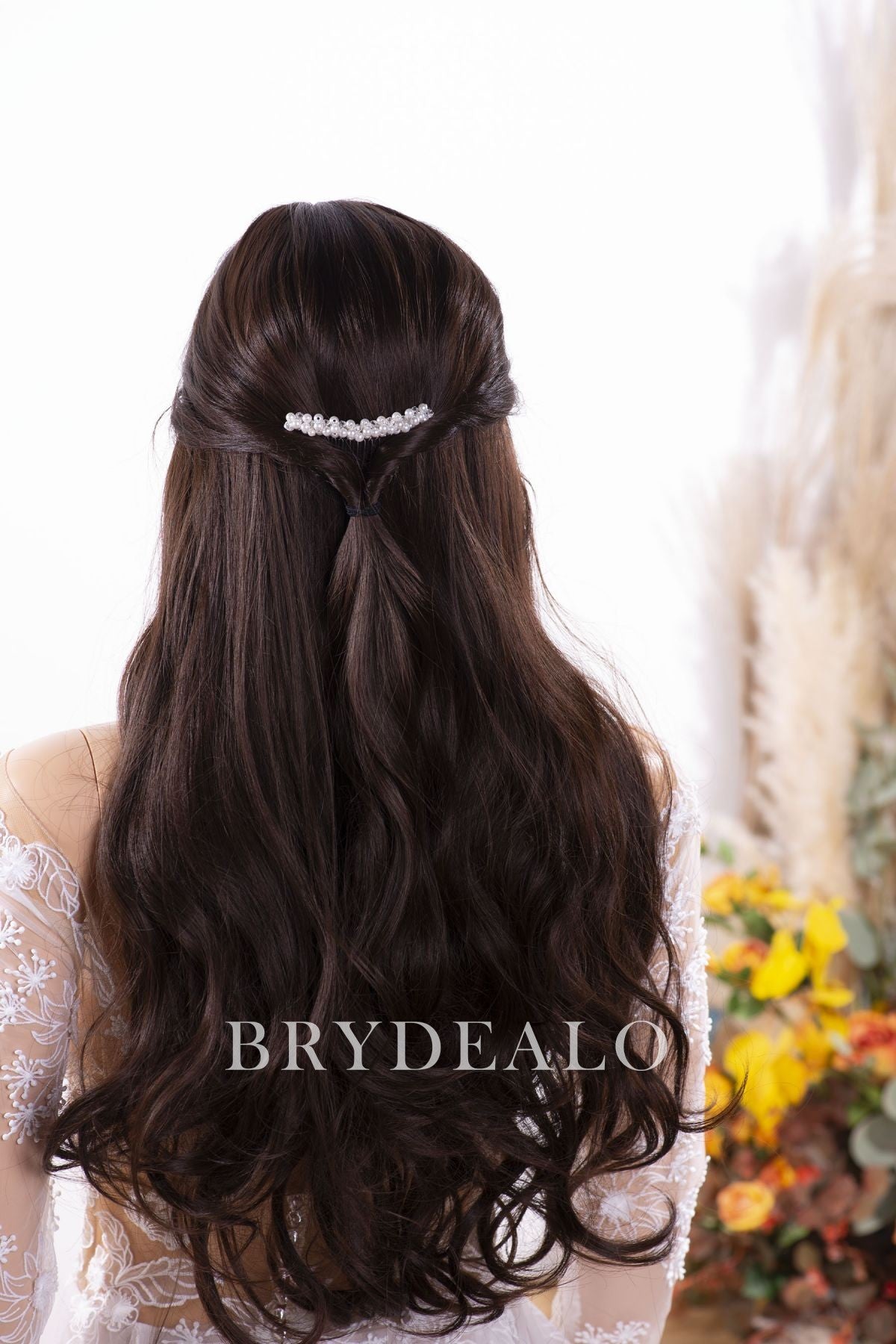 Glamorous Linear Pearls Bridal Hair Comb for Wholesale