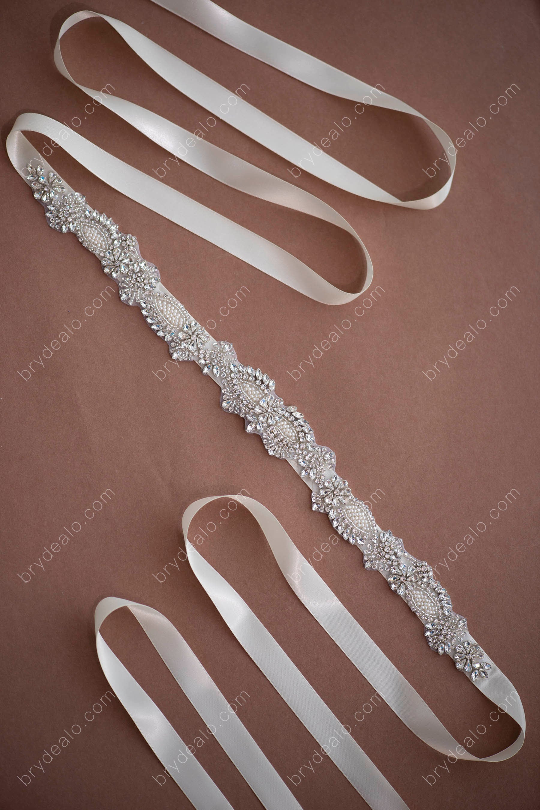 Blingbling Pearls Crystals Bridal Sash