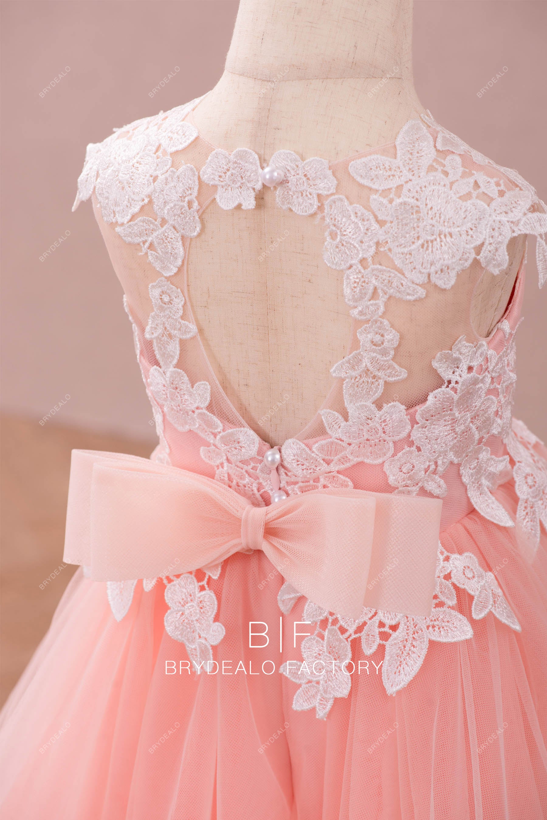 bowknot lace tulle flower girl dress