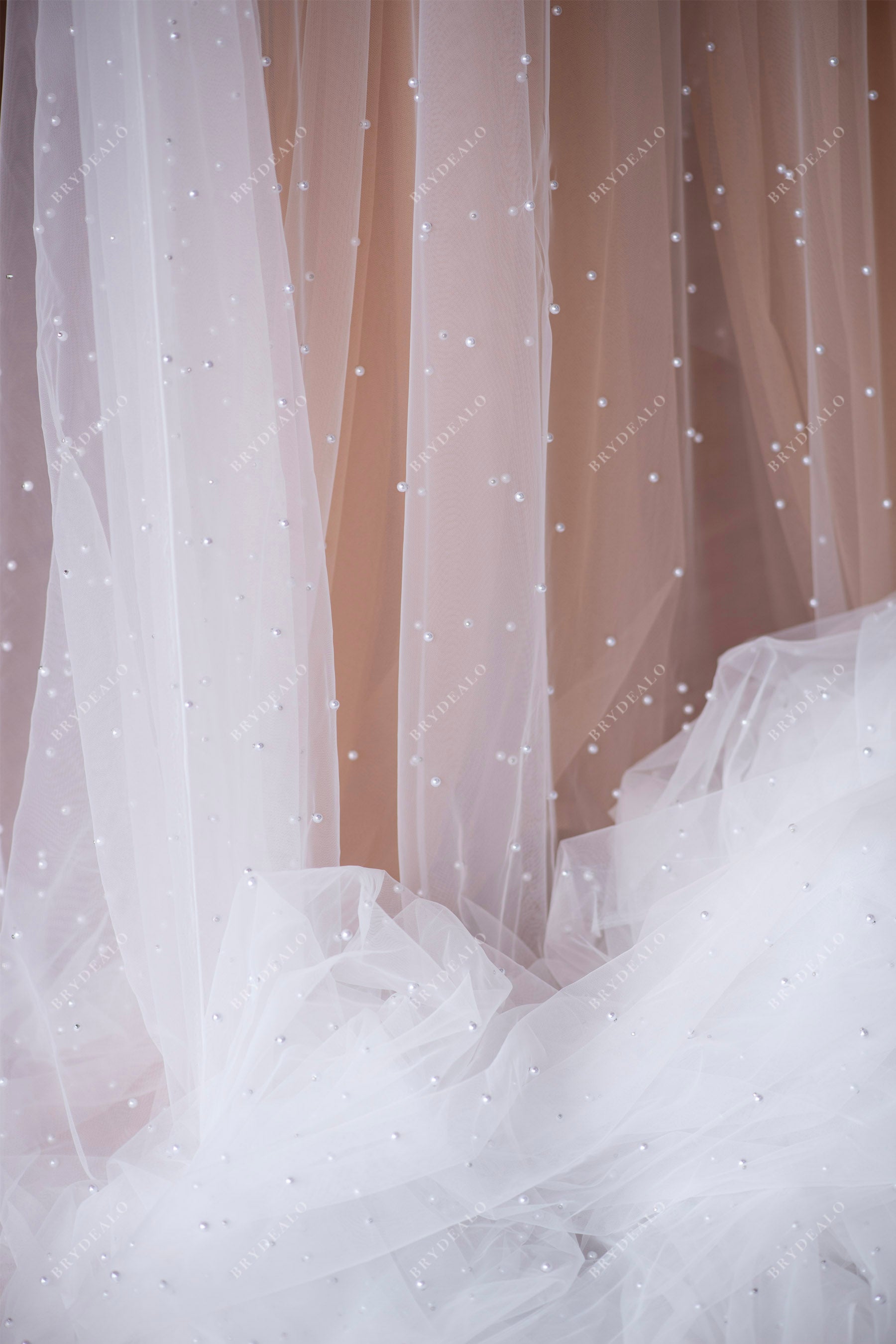 bridal pearl tulle sold by the yard