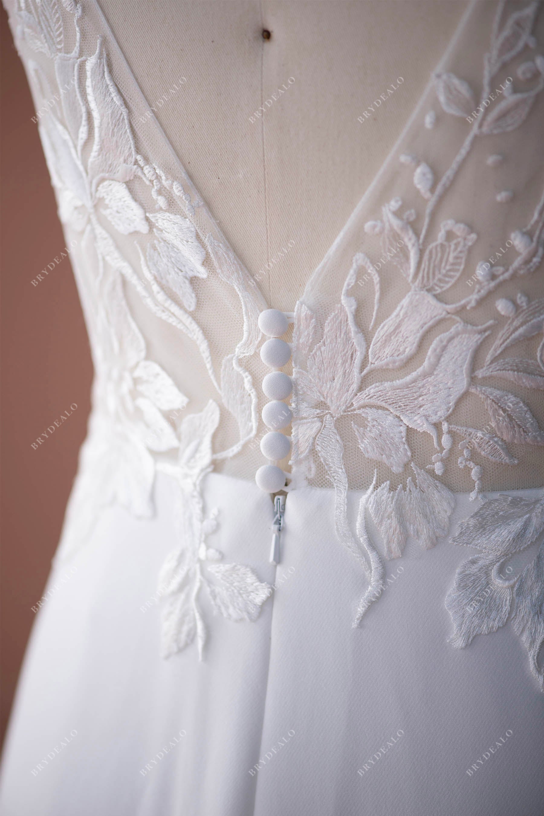 buttoned back wedding dress