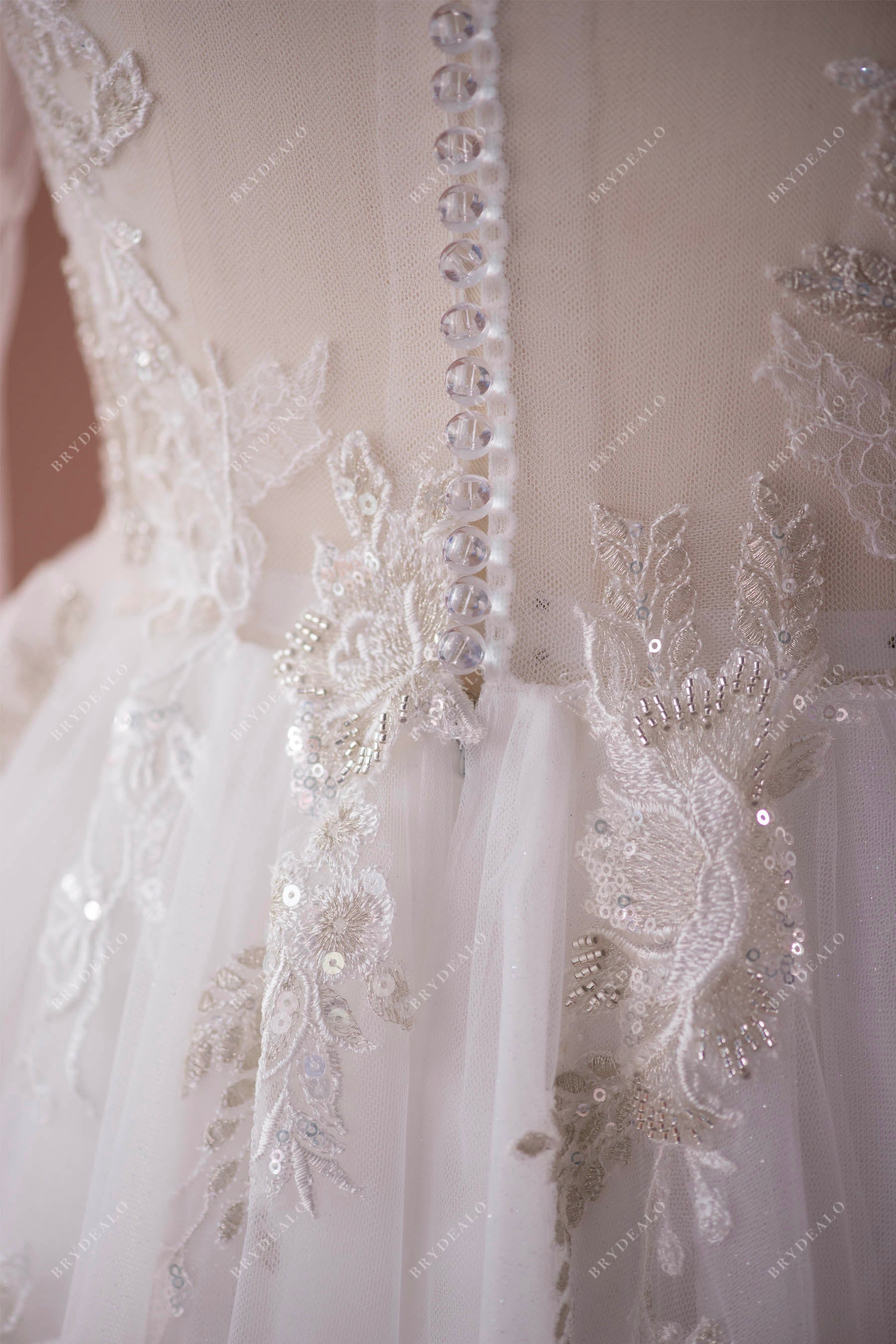 Sample Sale | Romantic Beaded Lace Illusion Sleeved Bridal Gown