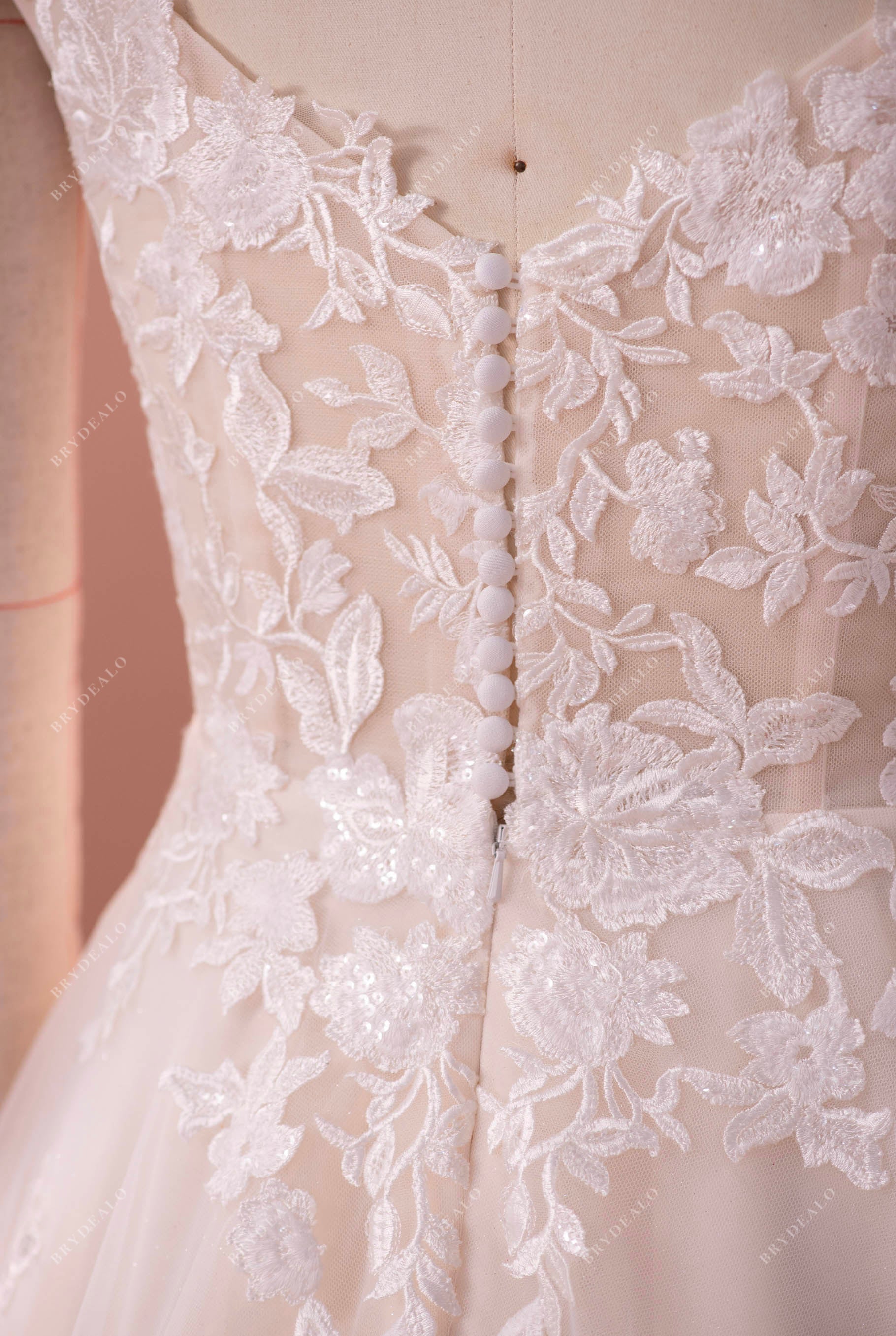 buttoned lace wedding dress