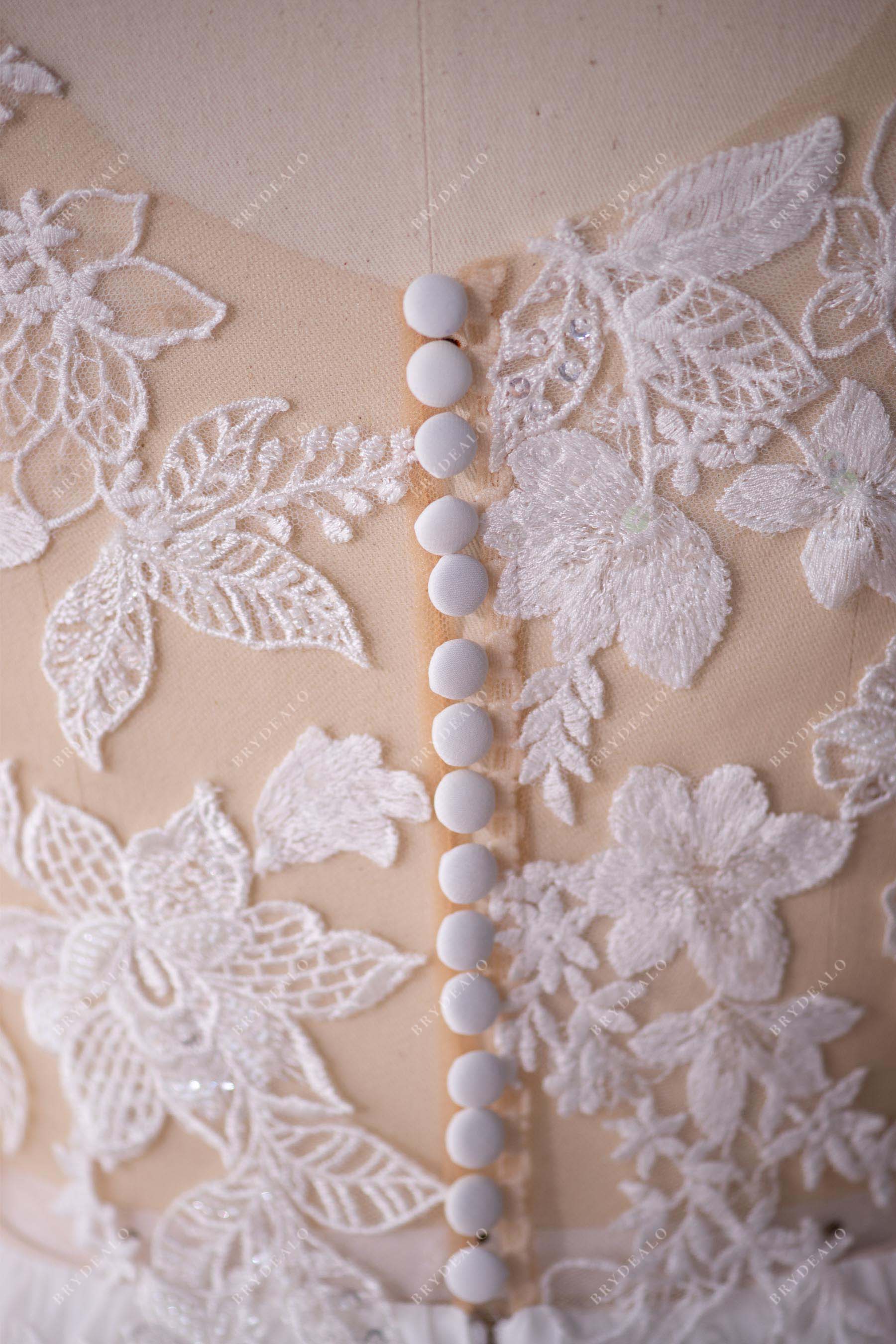 buttons back floral lace wedding dress