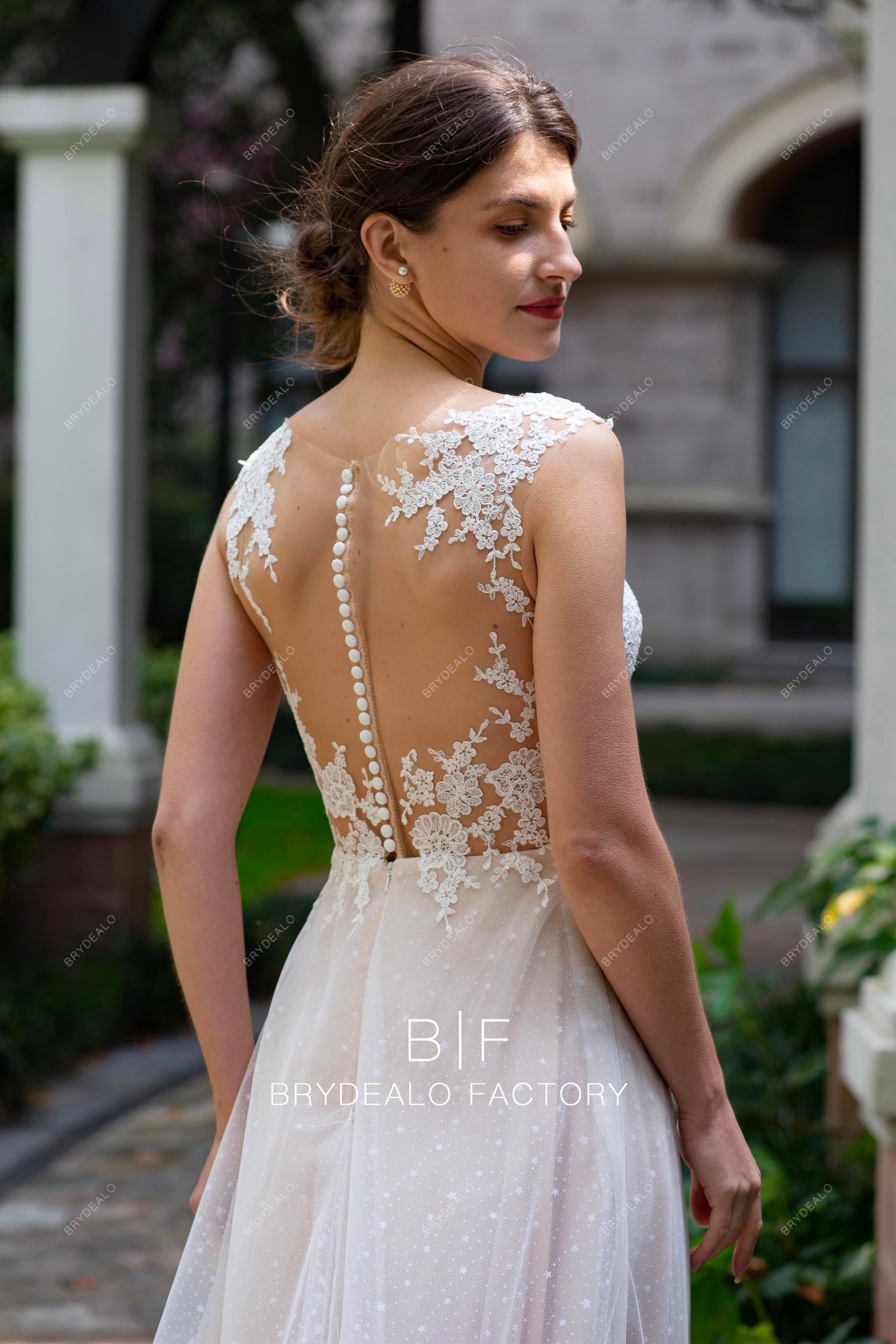 cap sleeve sheer back lace wedding dress