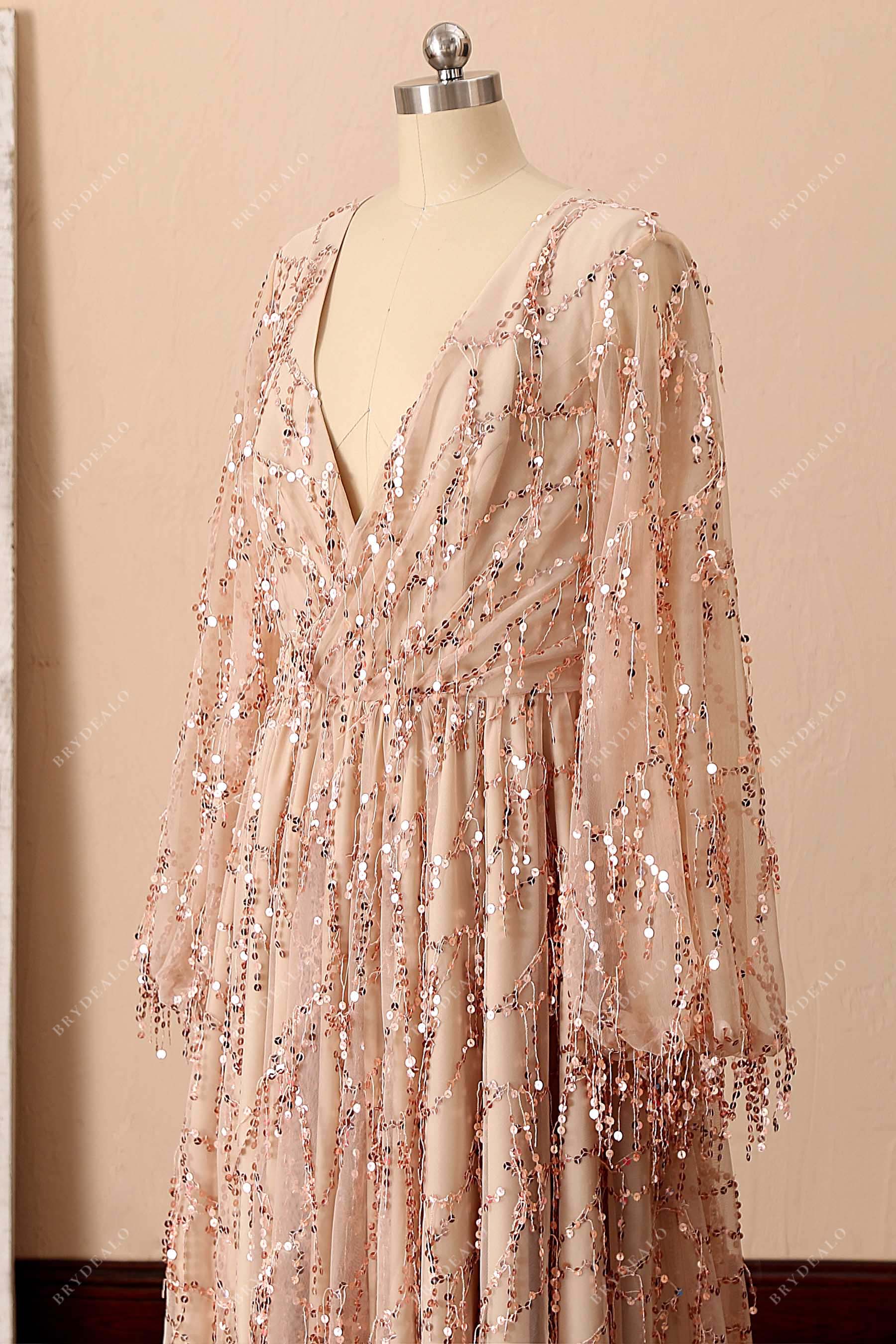 Champagne Sequin Tassel Plus Size Long Prom Dress US 4/UK 6/EU 34 Champagne Sequin Tassel Plus Size Long Prom Dress US 4/UK 6/EU 34