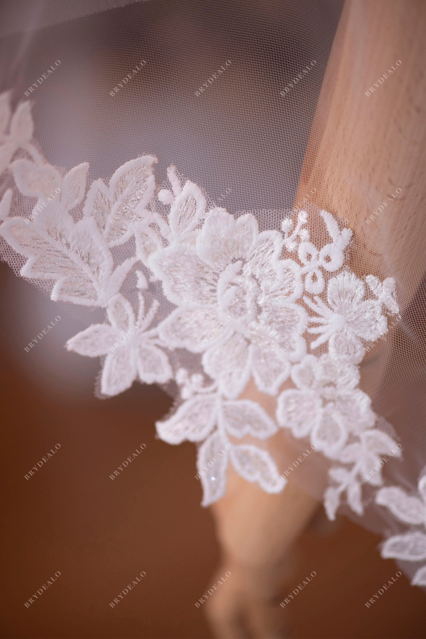 Two-Tier Chapel Length Flower Lace Bridal Veil