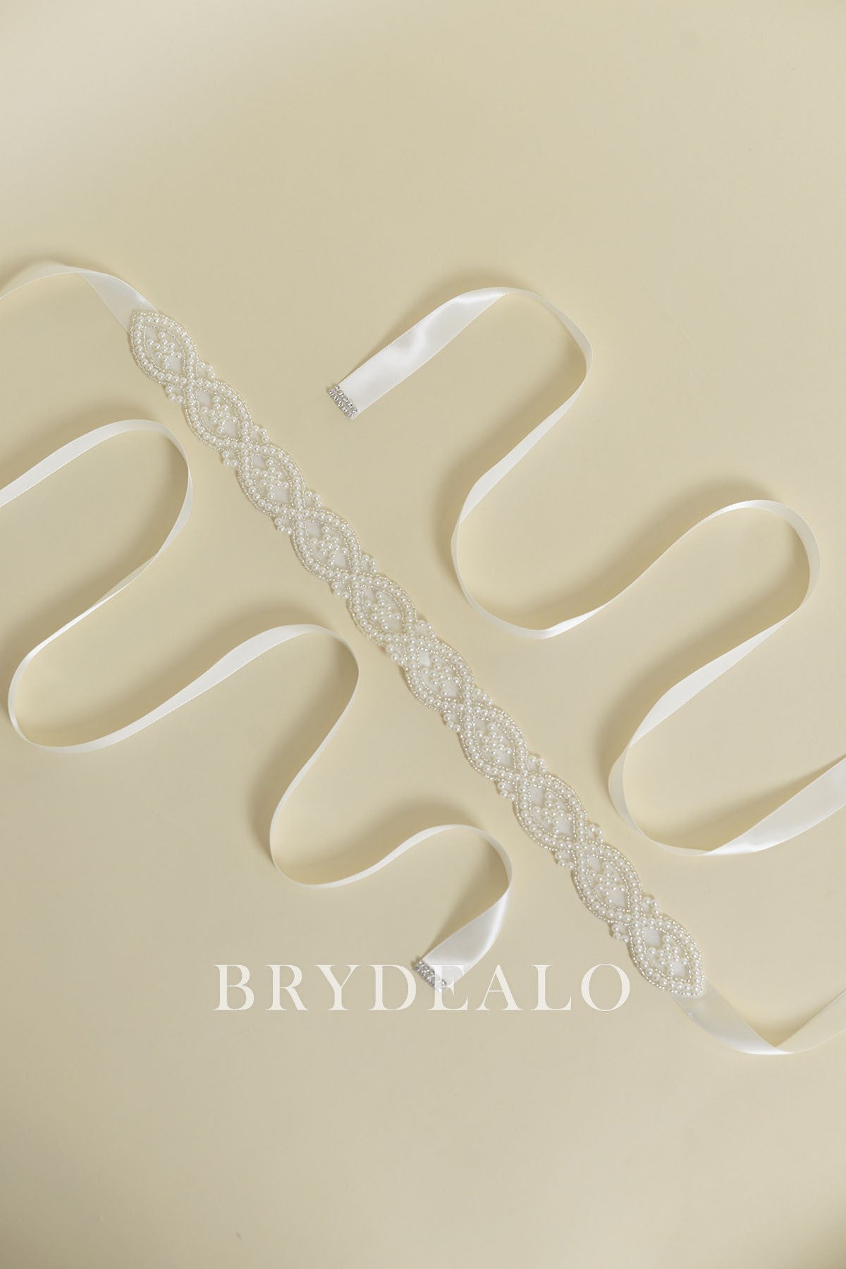 Wholesale Charming Wave Pearls Bridal Self-tie Sash