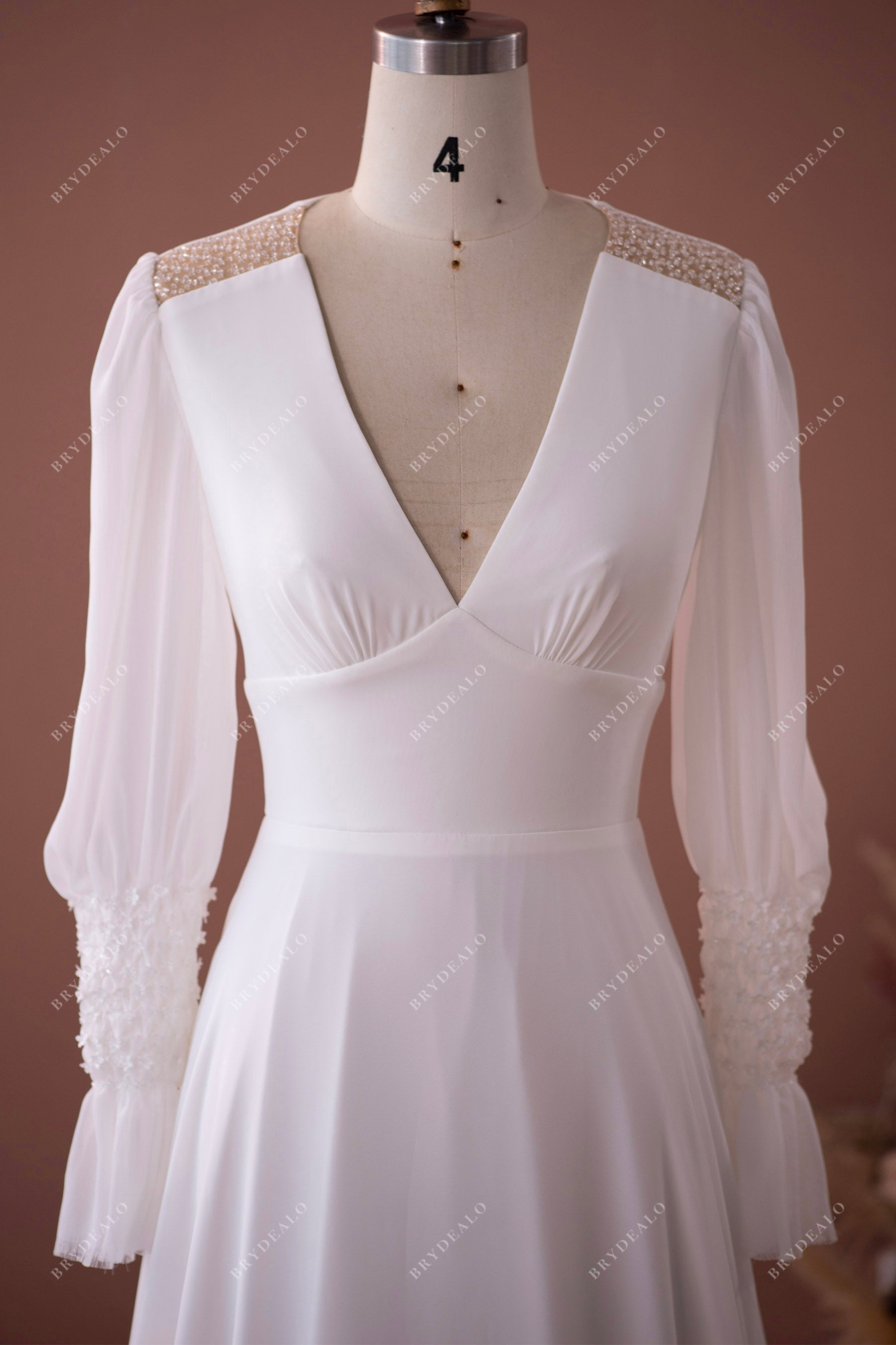 Sample Sale | Elegant Bubble Sleeve A-line Chiffon Wedding Dress