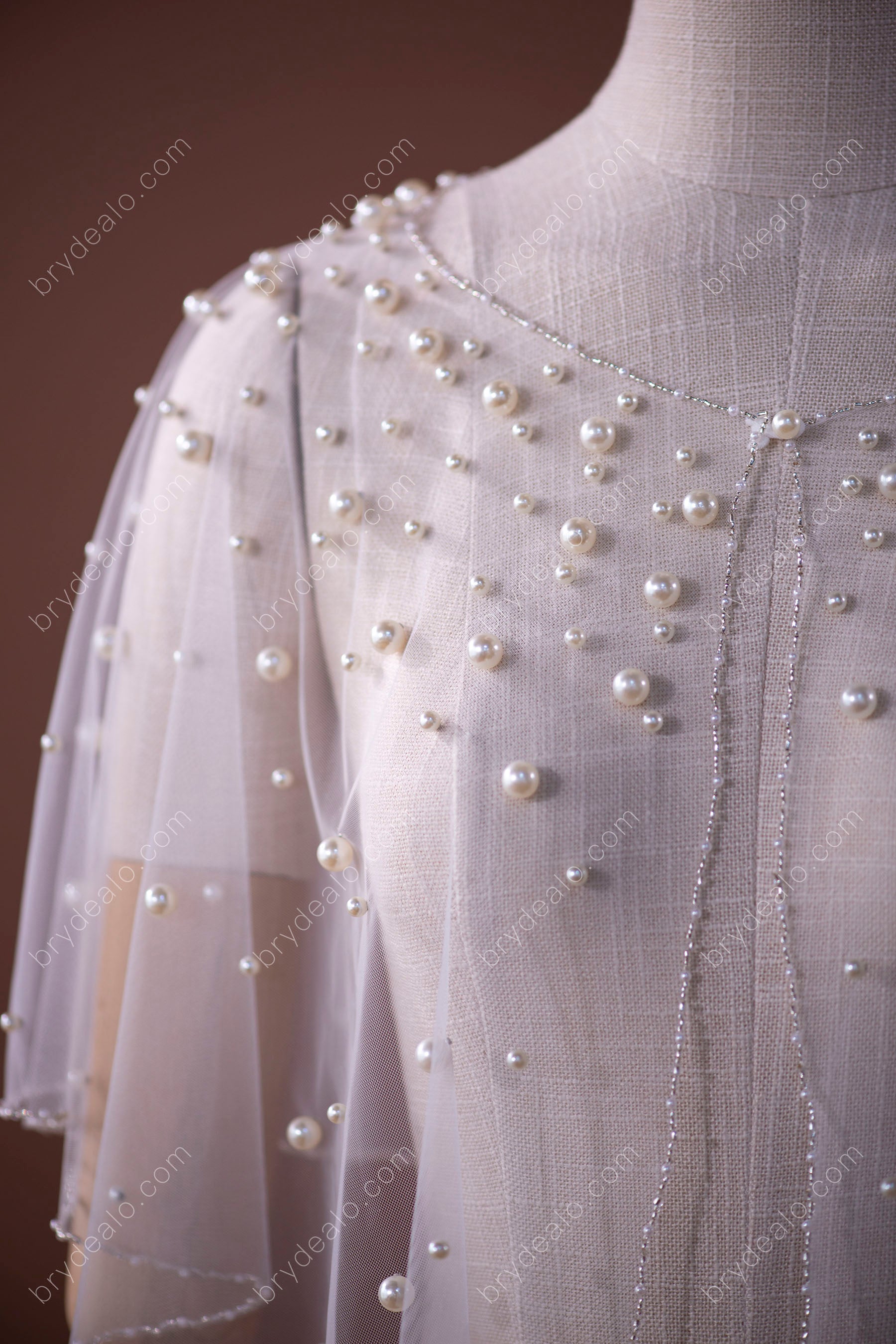 pearls beading wedding veil