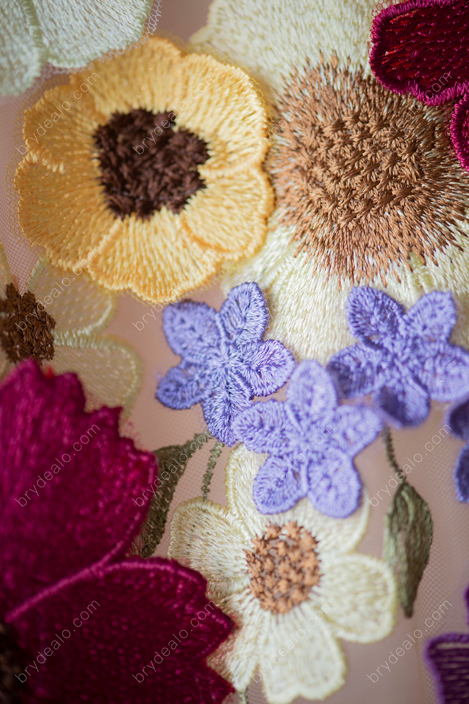 Beautiful Colorful Flowers Designer Lace Fabric