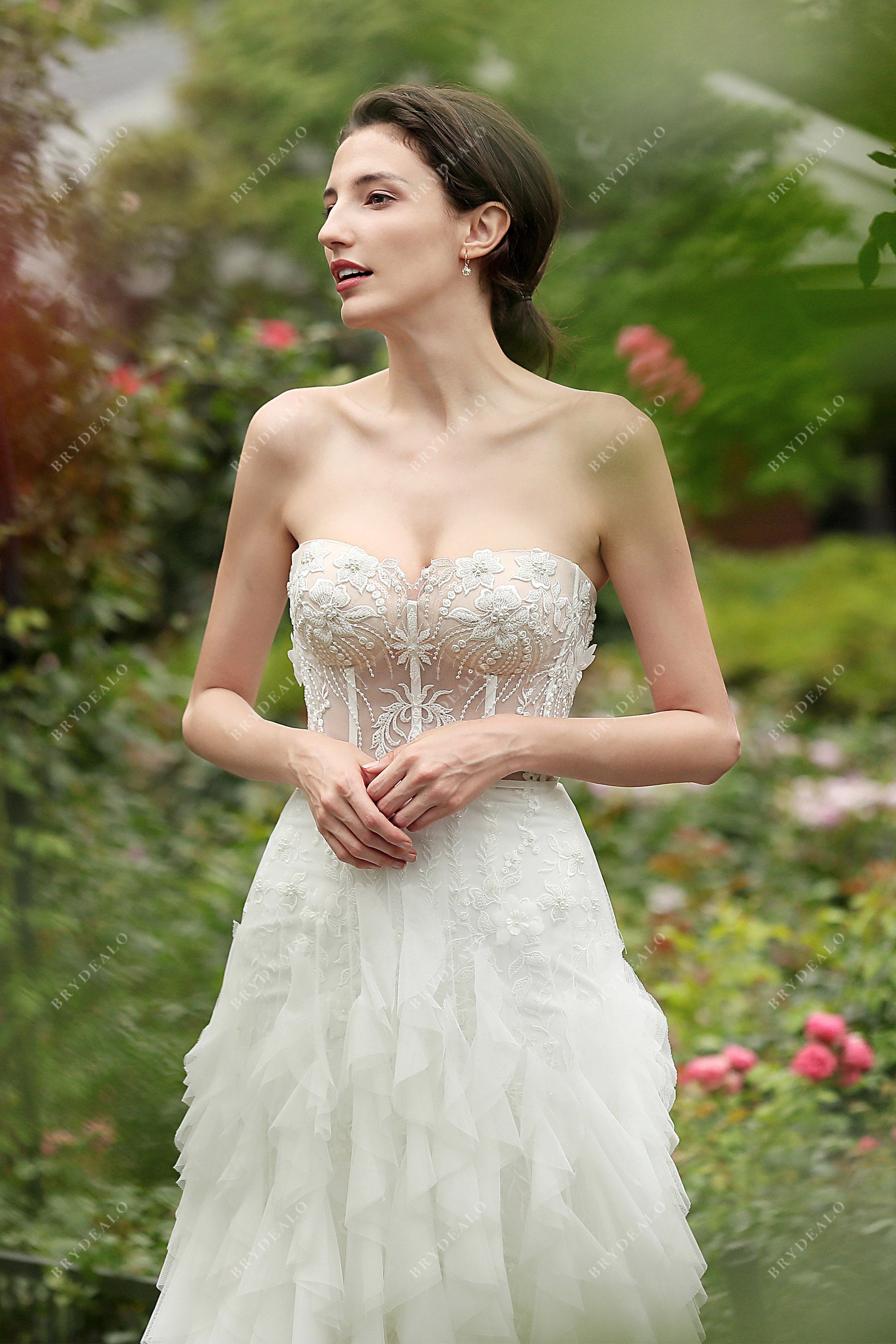 corset sweetheart neck lace bridal gown