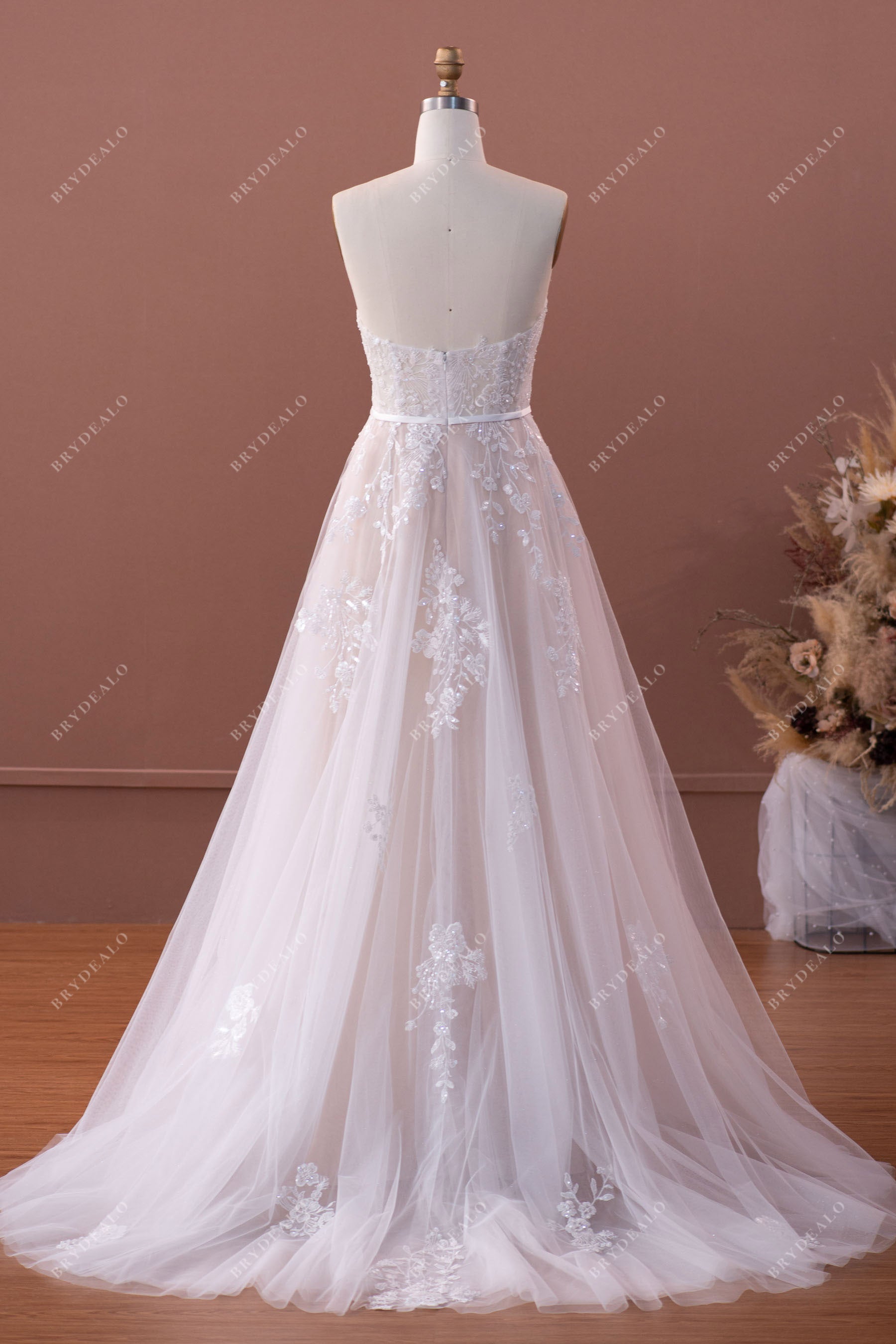 Glitter Lace Tulle Sweetheart Corset Court Black Wedding Dress