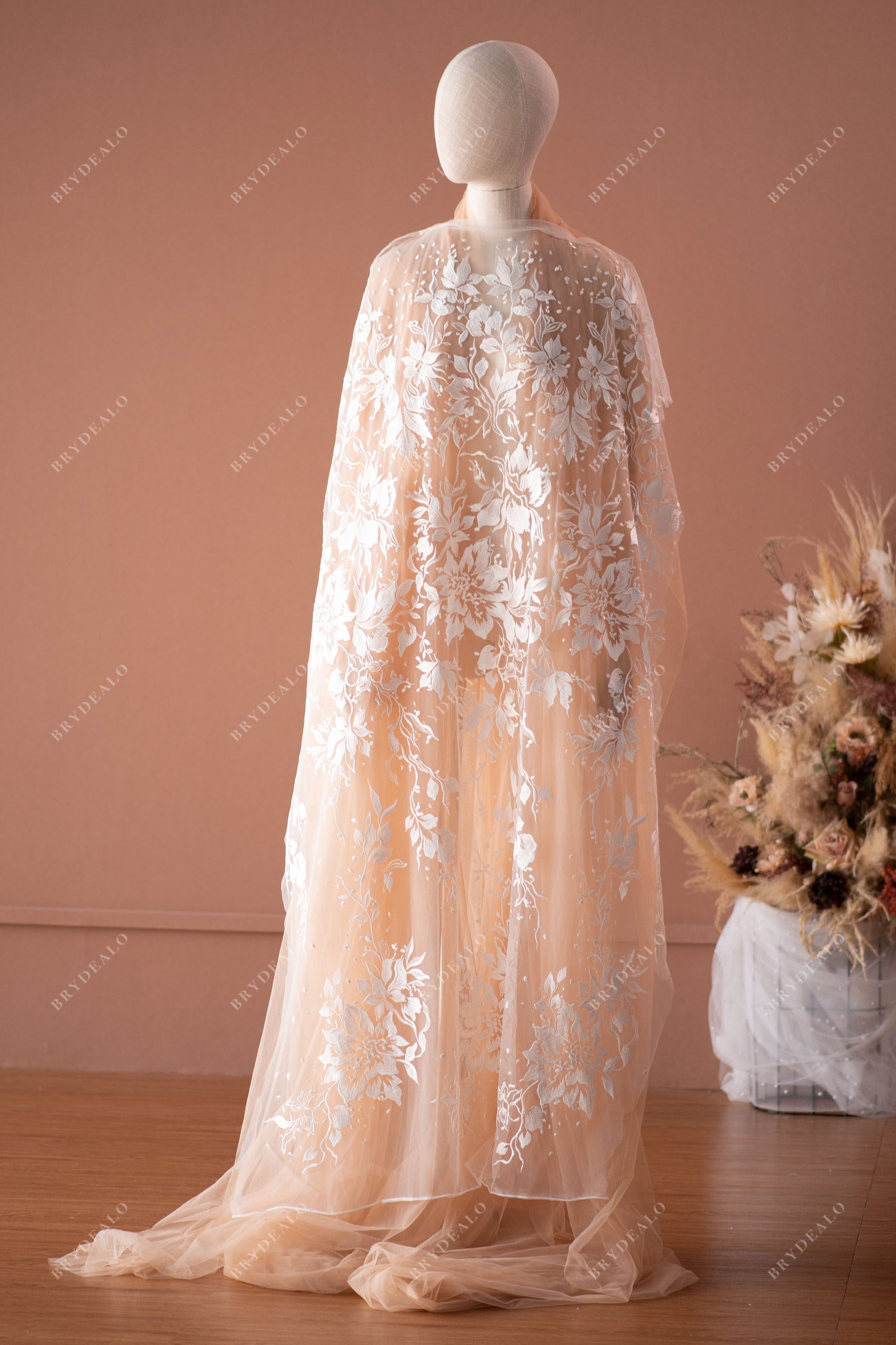 custom wedding dress flower lace fabric by the yard