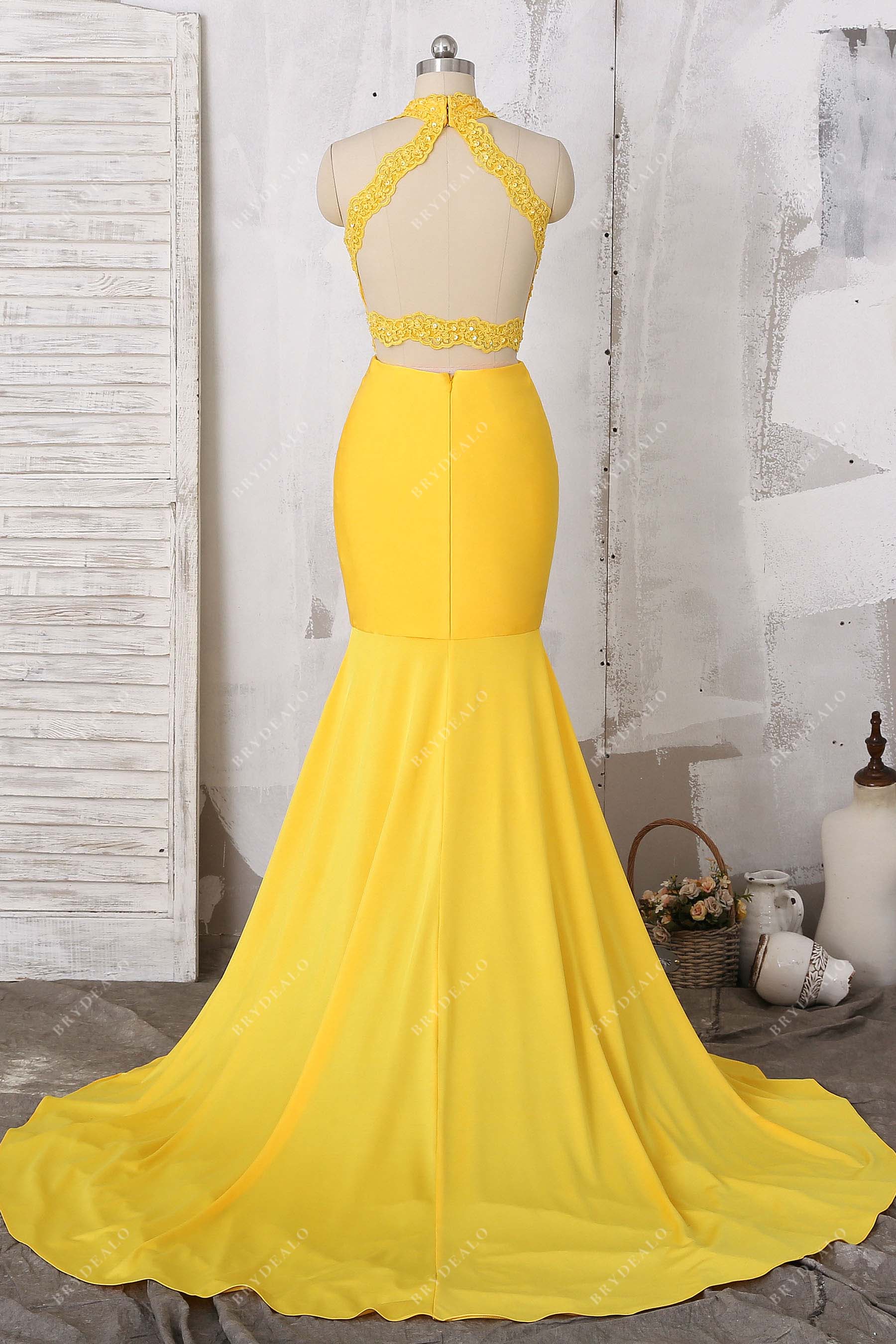 cutout back mermaid jersey prom gown