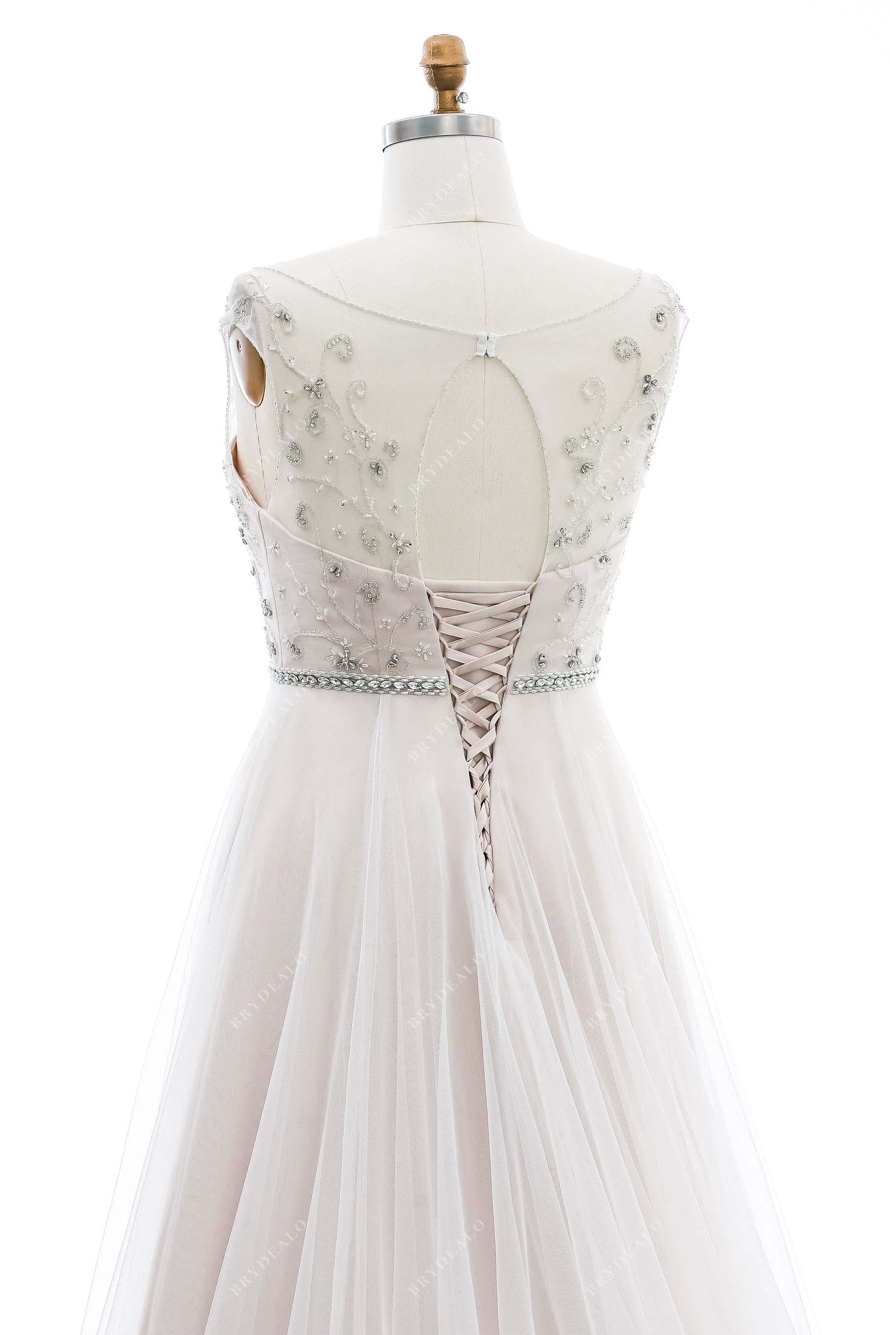 cutout lace up back bridal dress