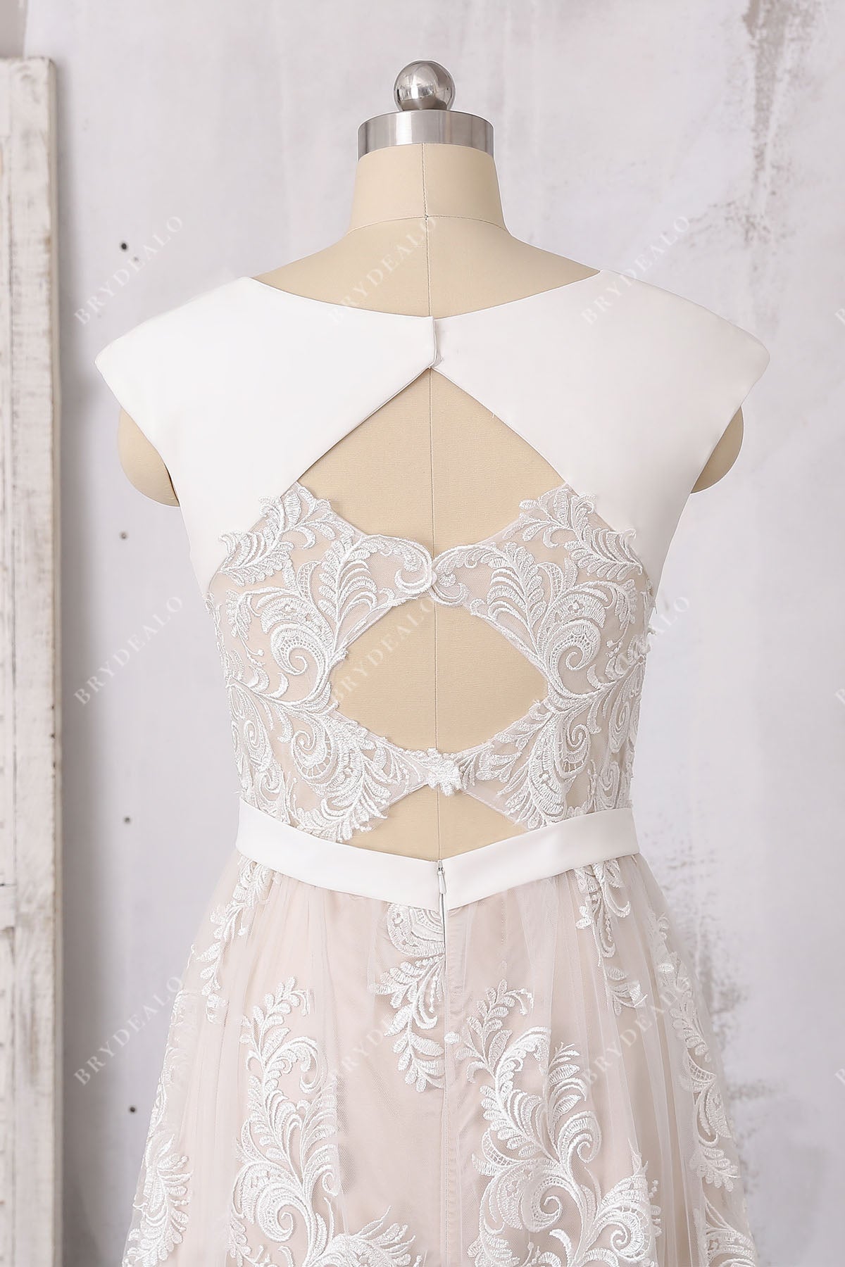cutouts back satin lace bridal dress