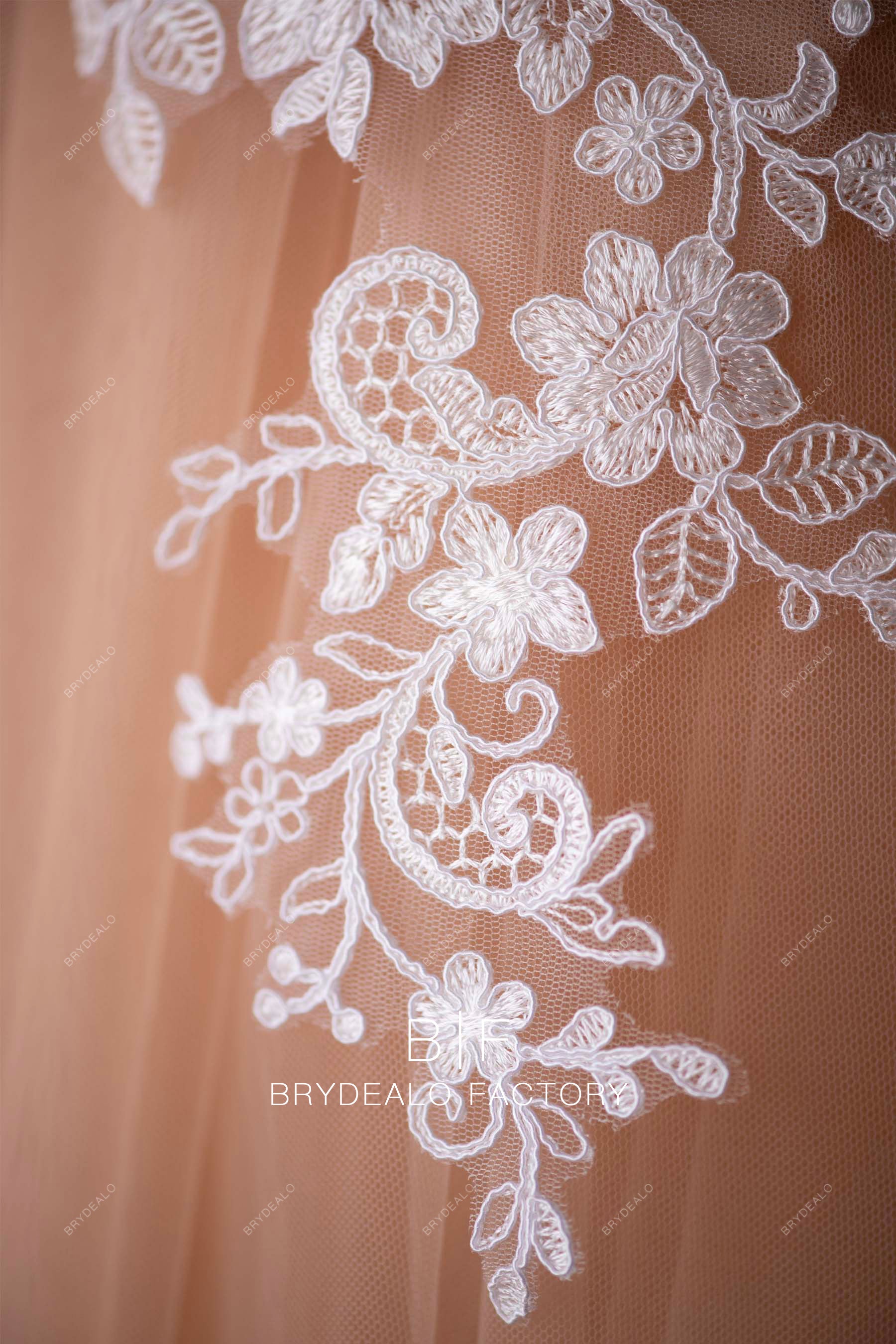 delicate embroidered flower bridal lace