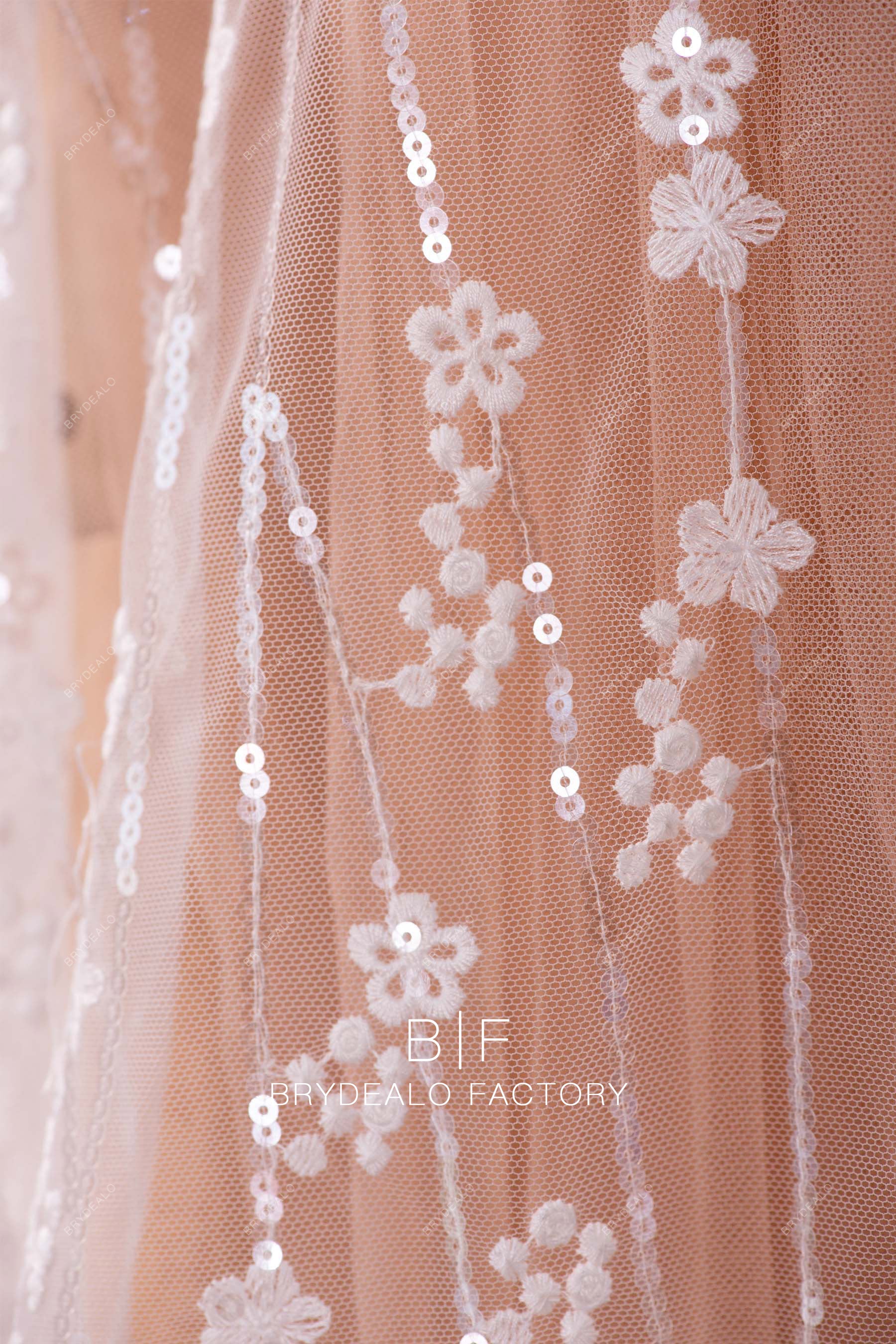 delicate sequin embroidery flower lace