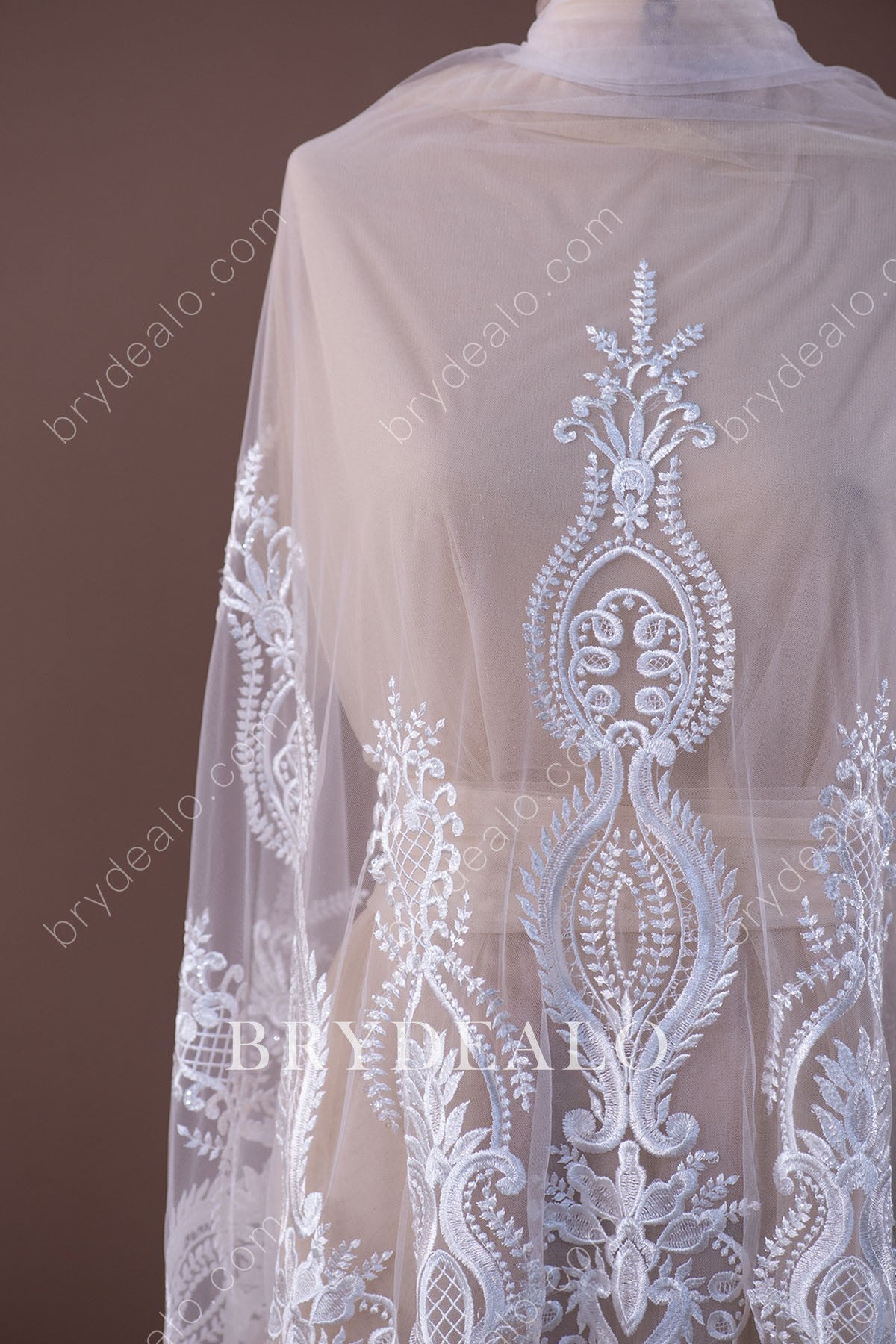 Designer Abstract Pattern Embroidery Lace Fabric Online