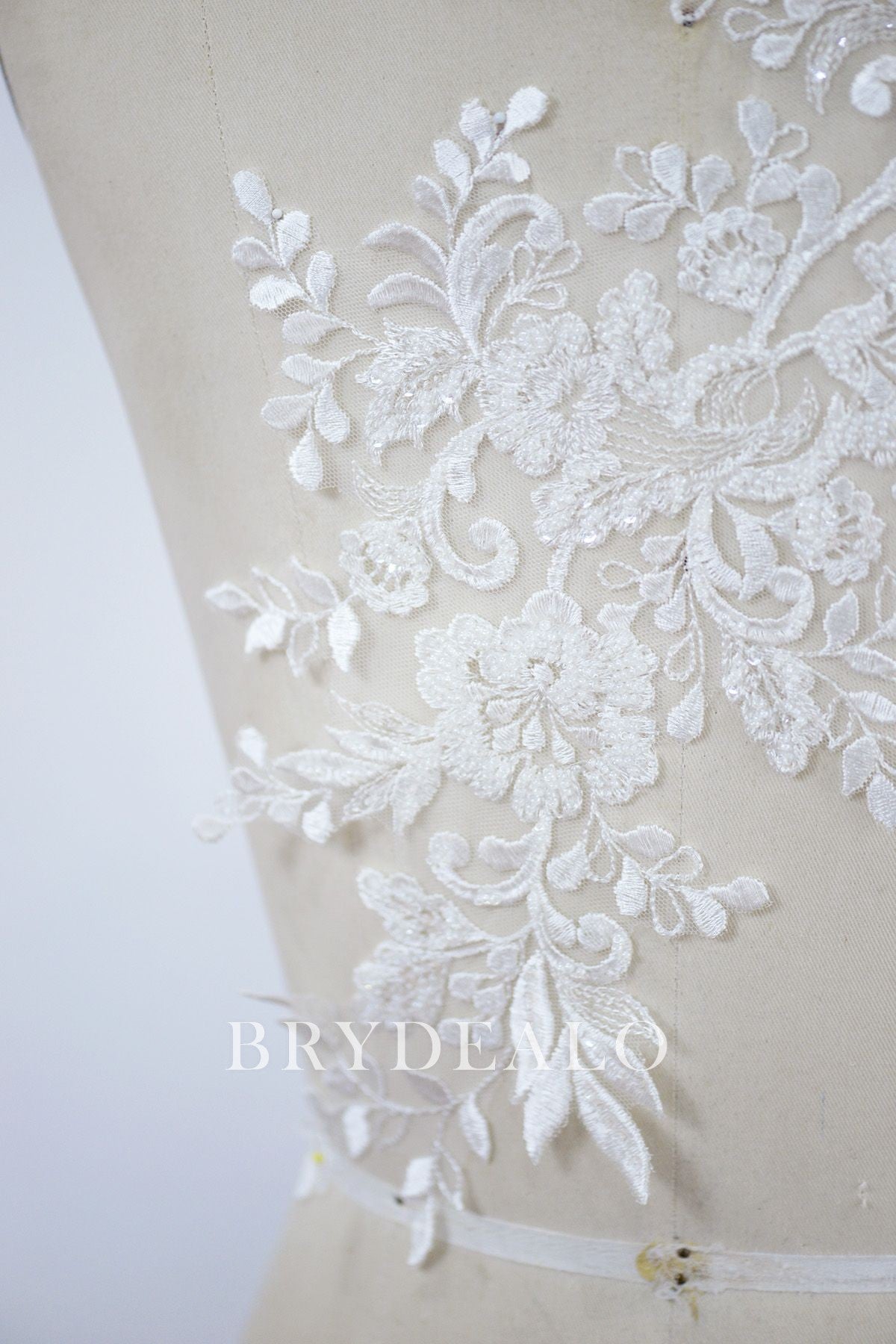 Designer Beaded Flower Leaf Bridal Lace 
