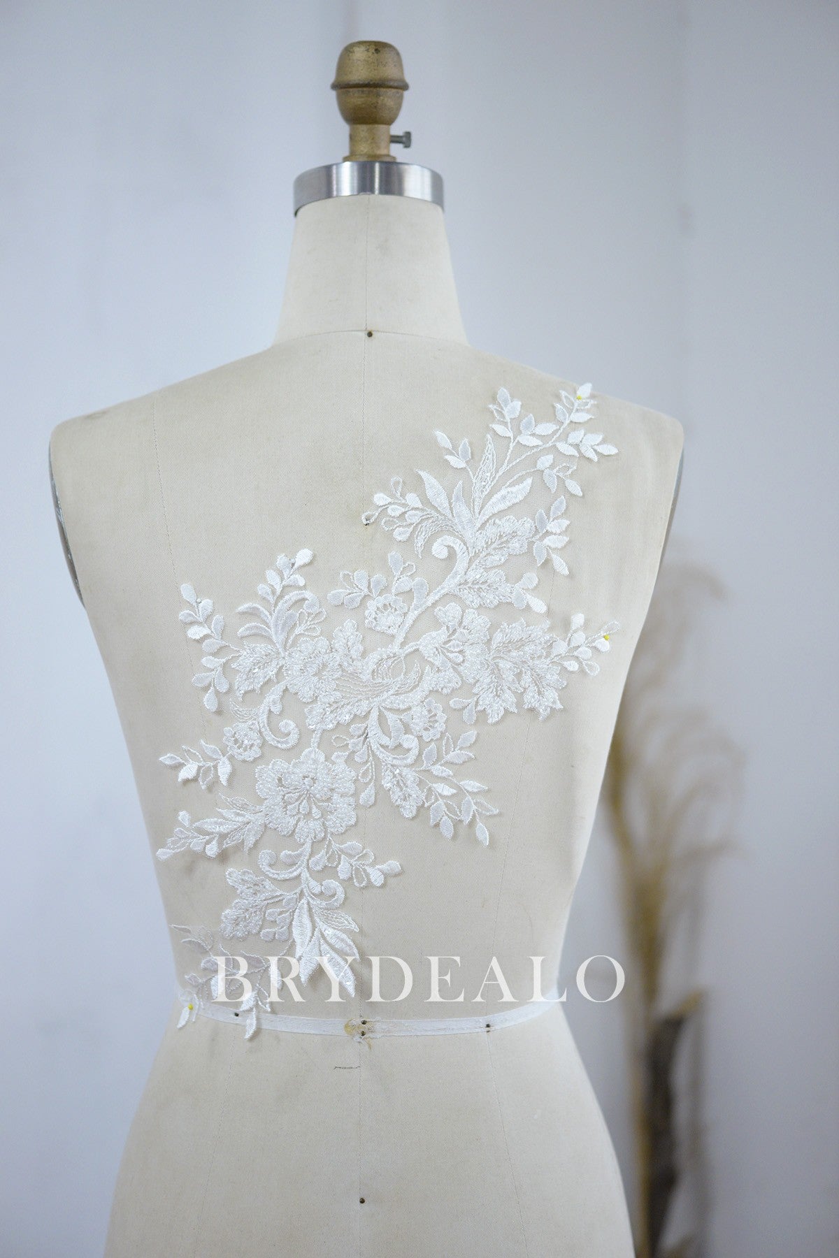 Designer Beaded Flower Leaf Bridal Lace Applique