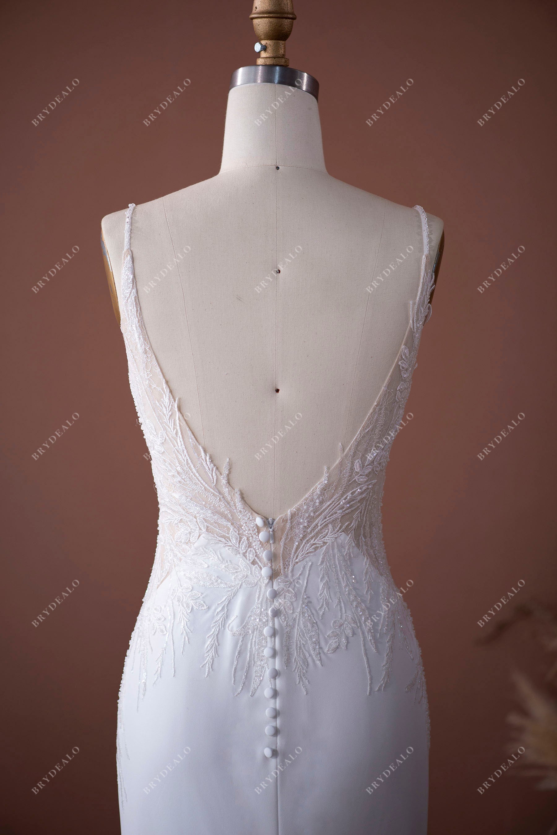 Sample Sale | Designer Beaded Lace Plunge Mermaid Wedding Dress