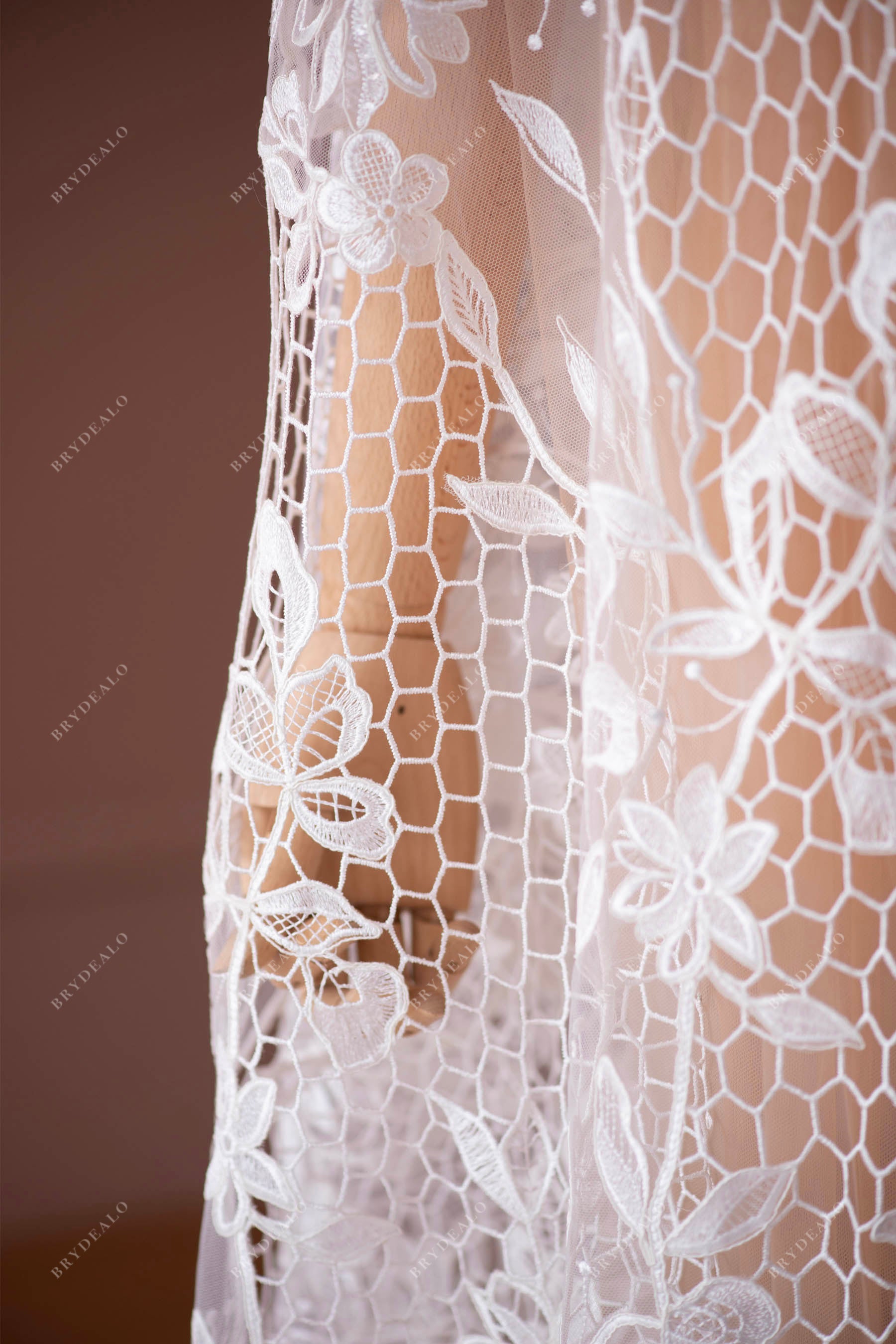 designer boho wedding dress lace fabric for wholesale