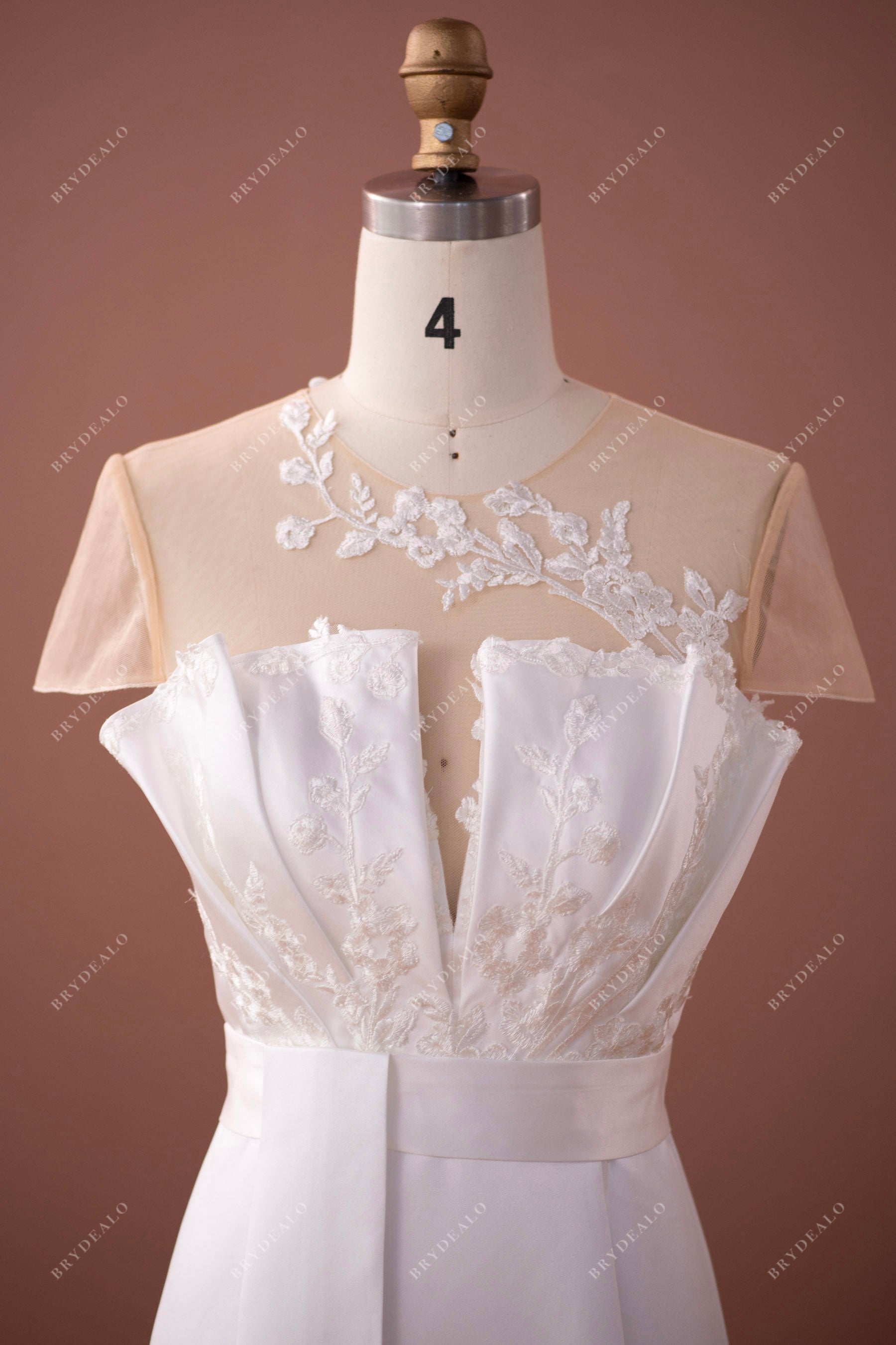 designer lace satin wedding dress