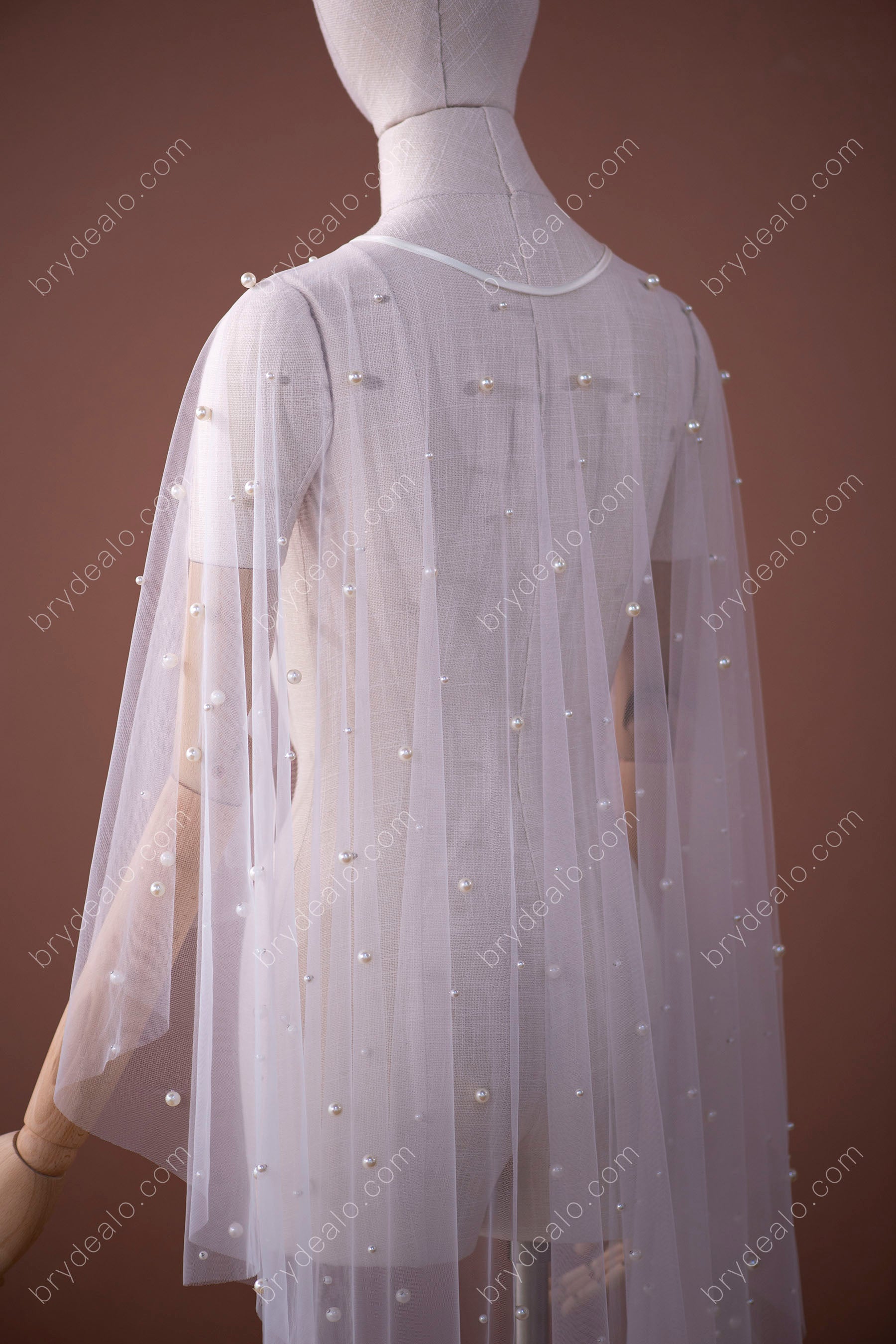Pearls Tulle High-low Bridal Cape