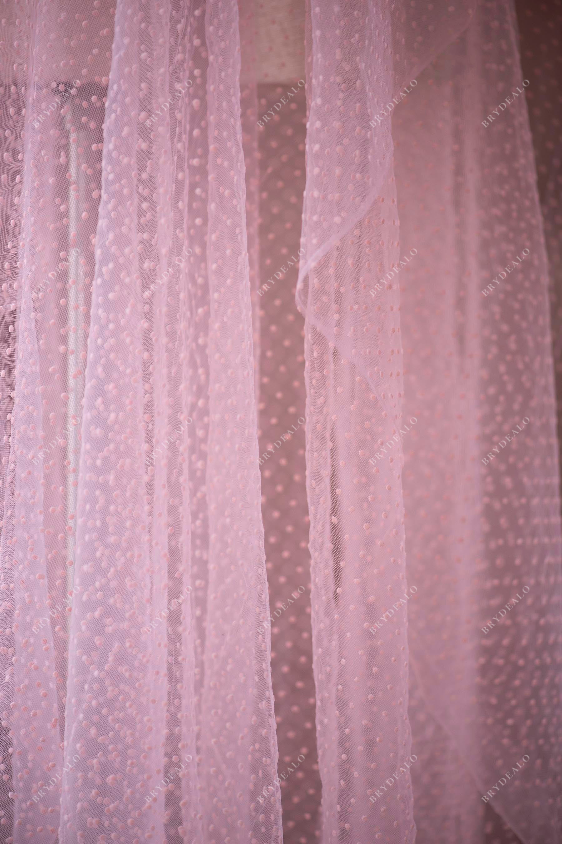 Best Pink Polka Dot Mesh Lace Fabric for Wholesale