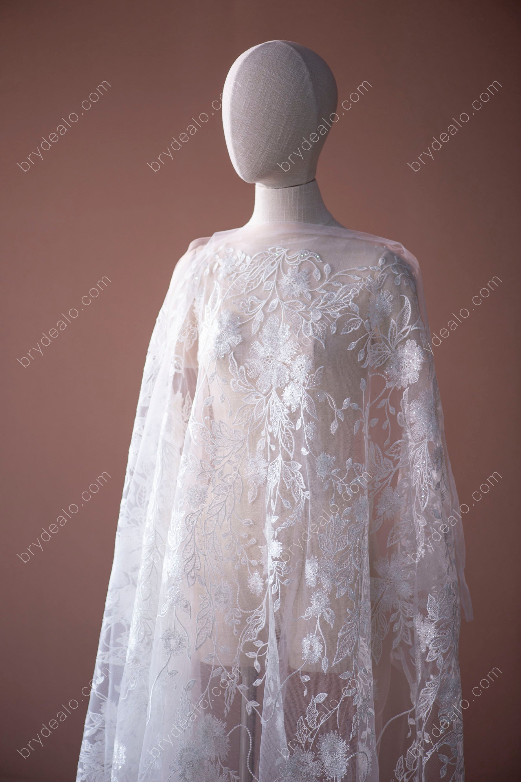 Best Designer Sequin Leaf Flower Bridal Lace Fabric