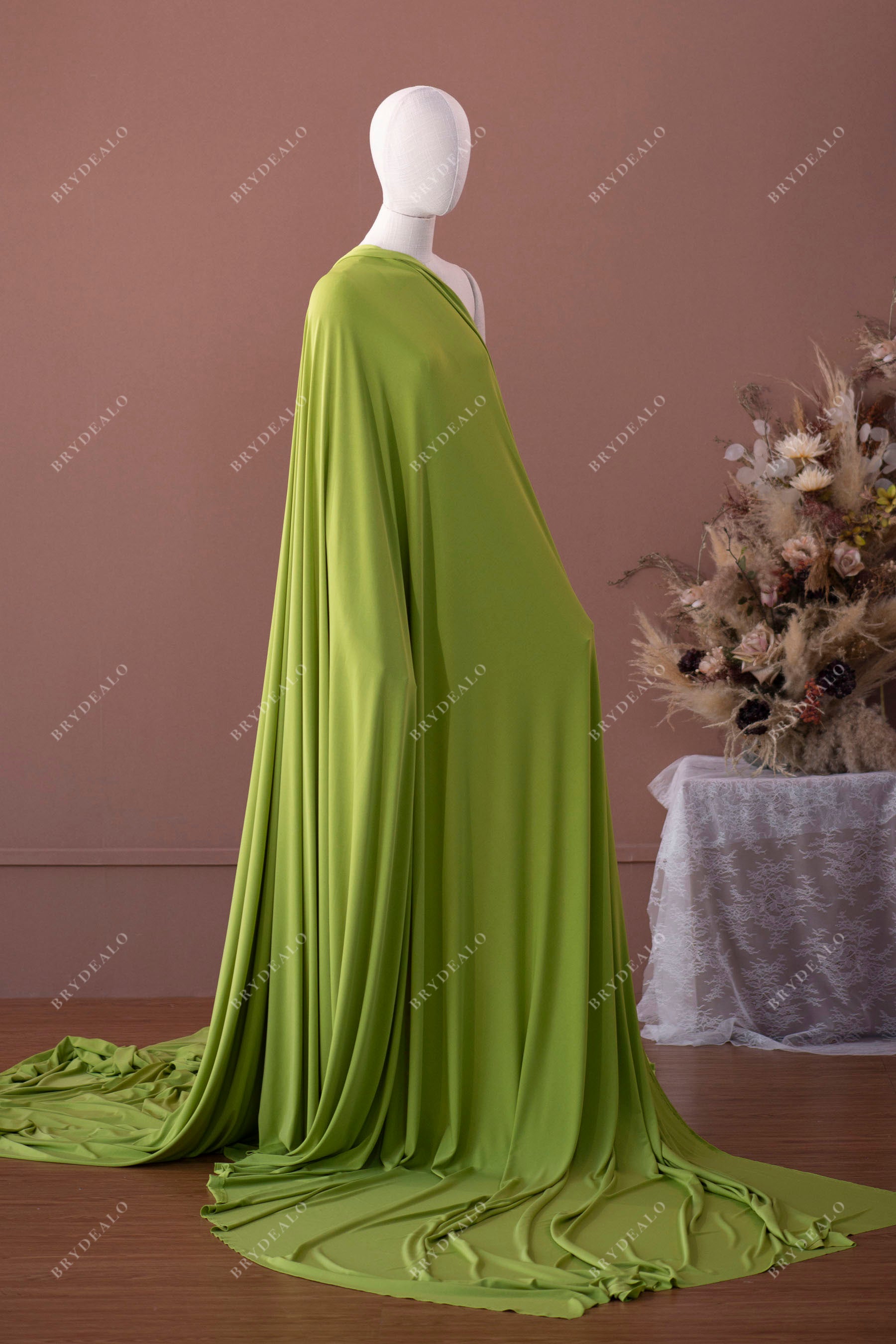 draping elastic moss green jersey fabric