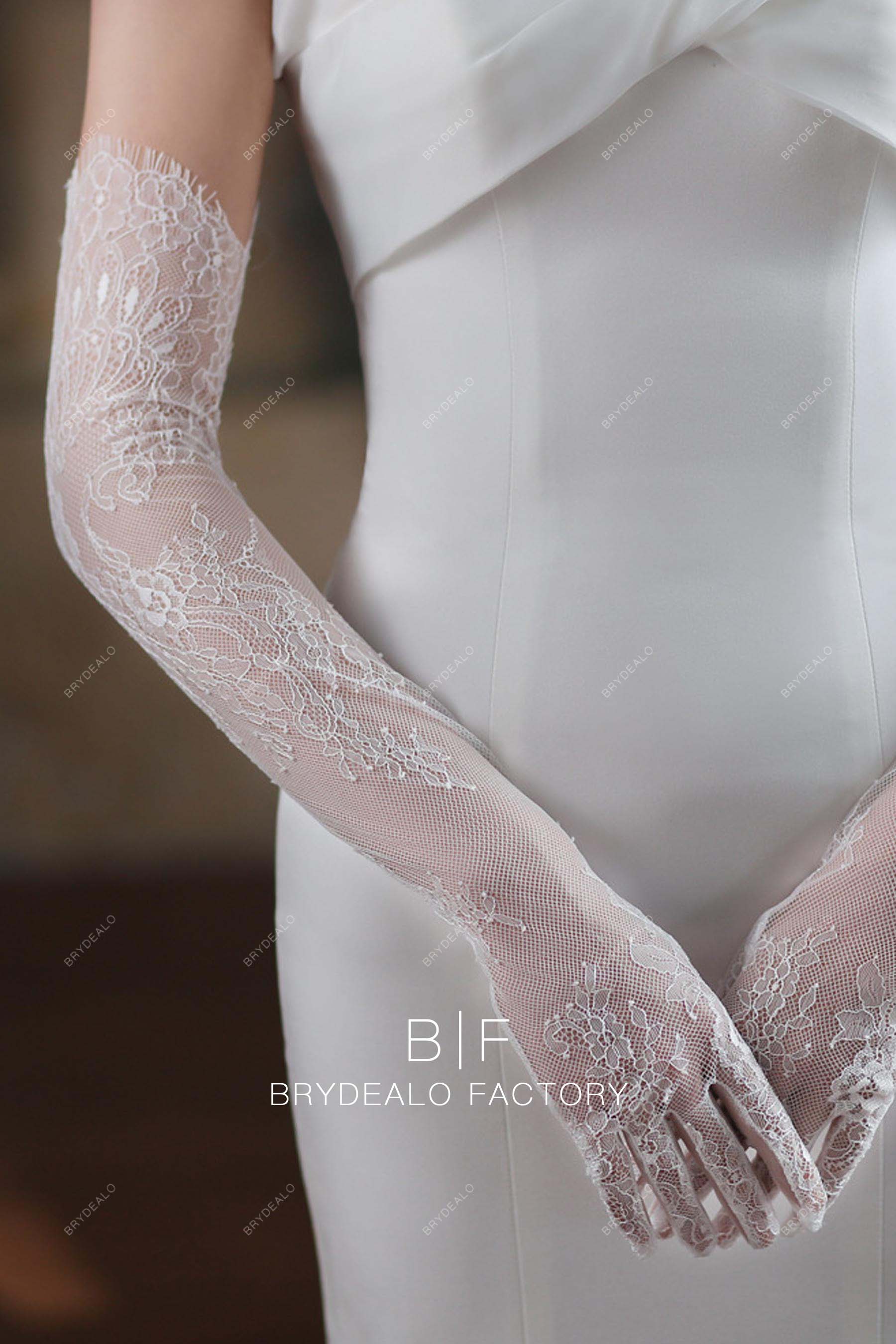 elegant lace long wedding gloves online