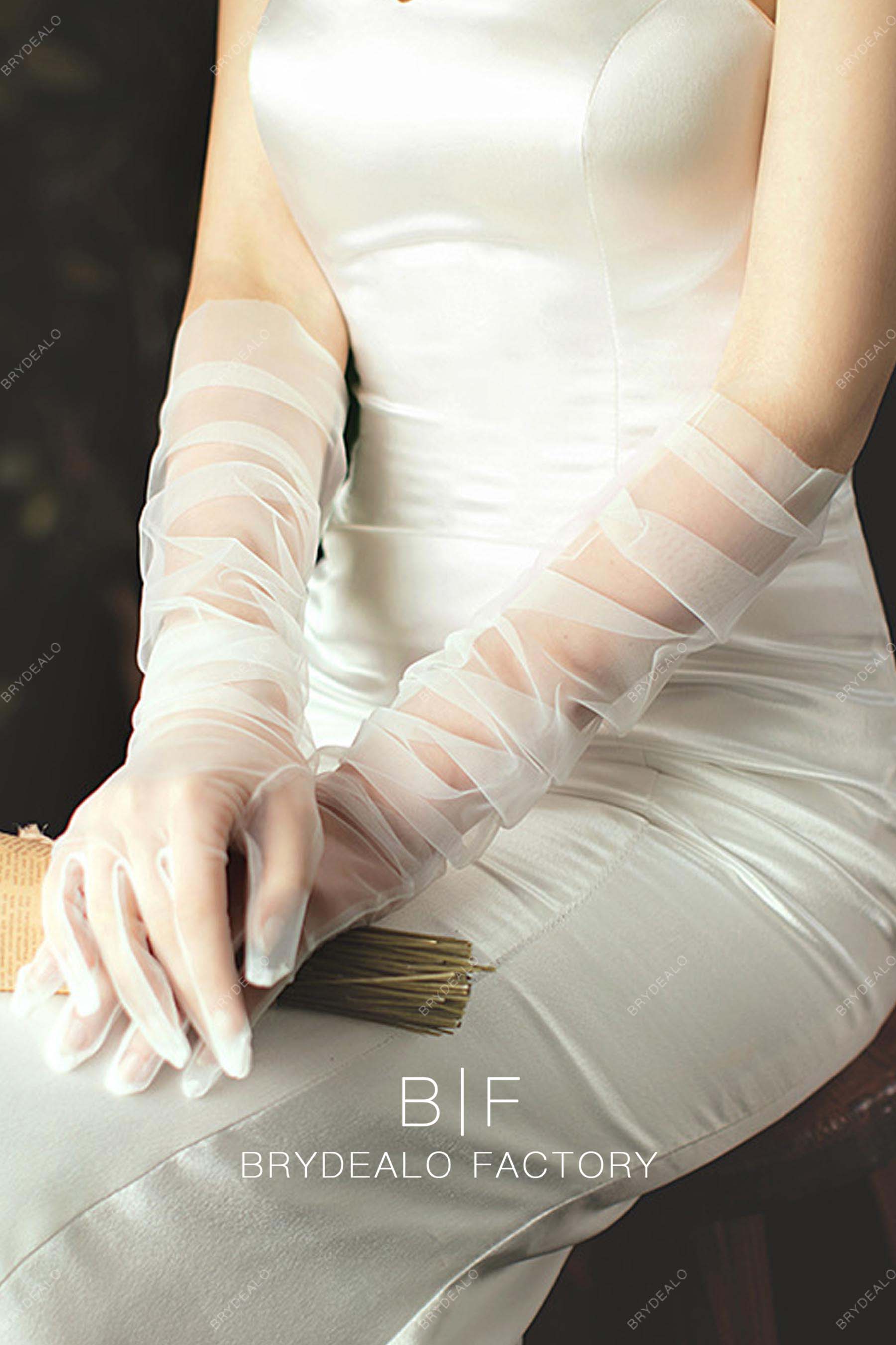 elegant long white bridal gloves