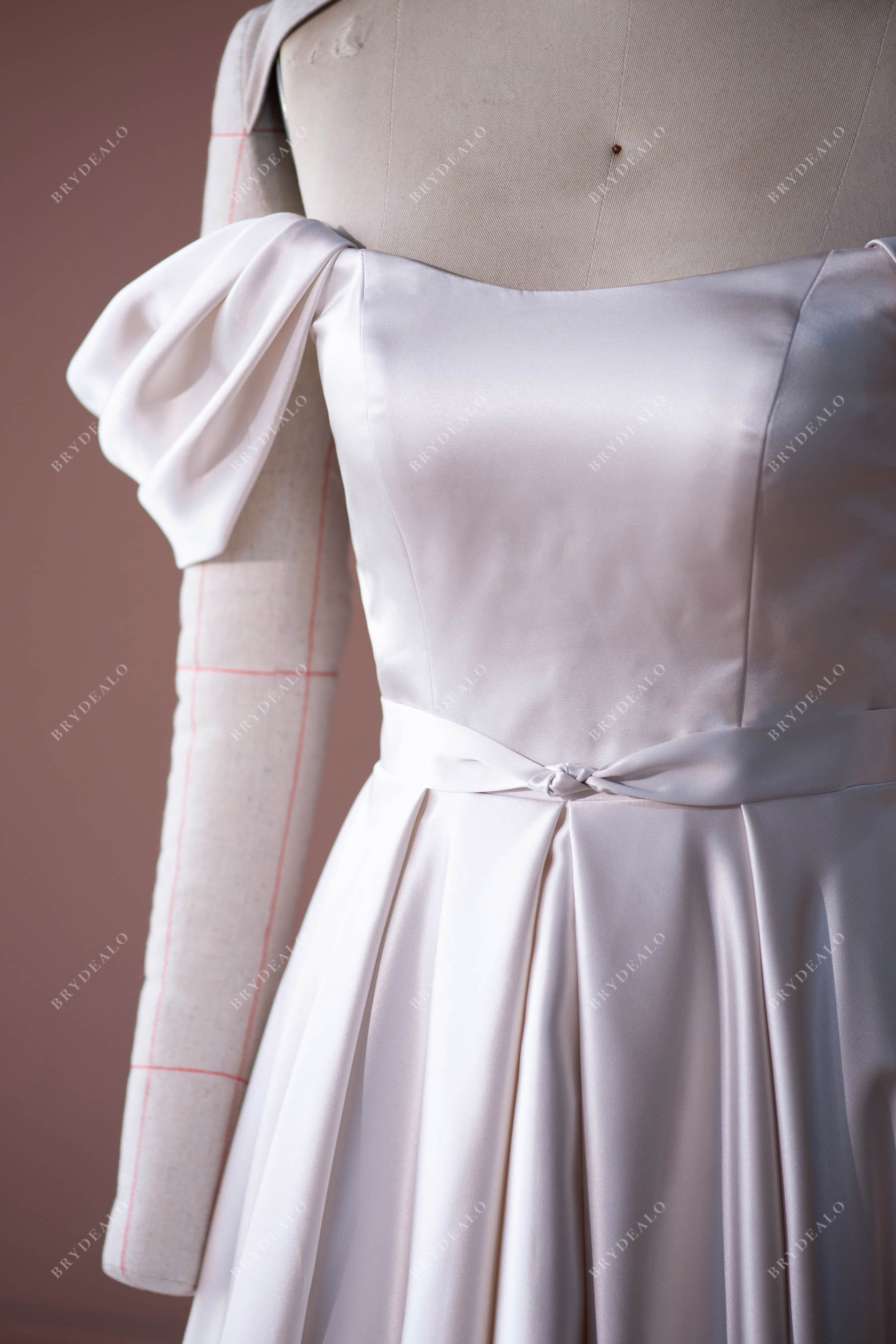 Elegant Off Shoulder Satin A-line Wedding Dress