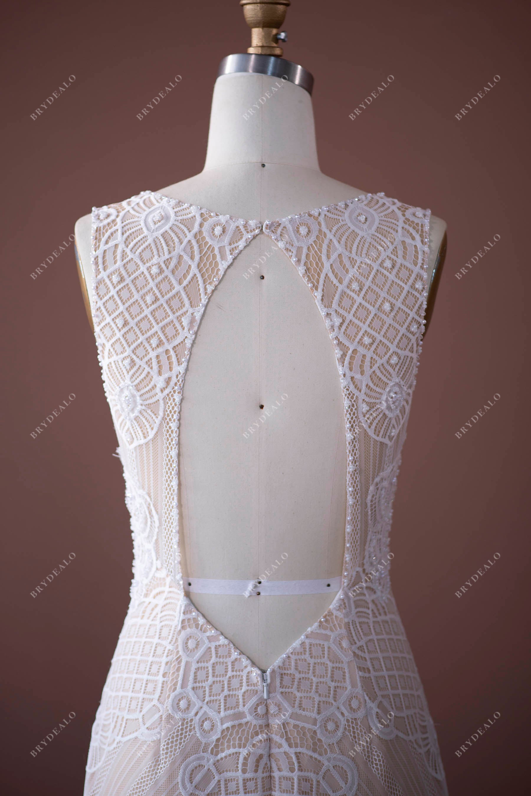 keyhole back lace bridal dress for wholesale