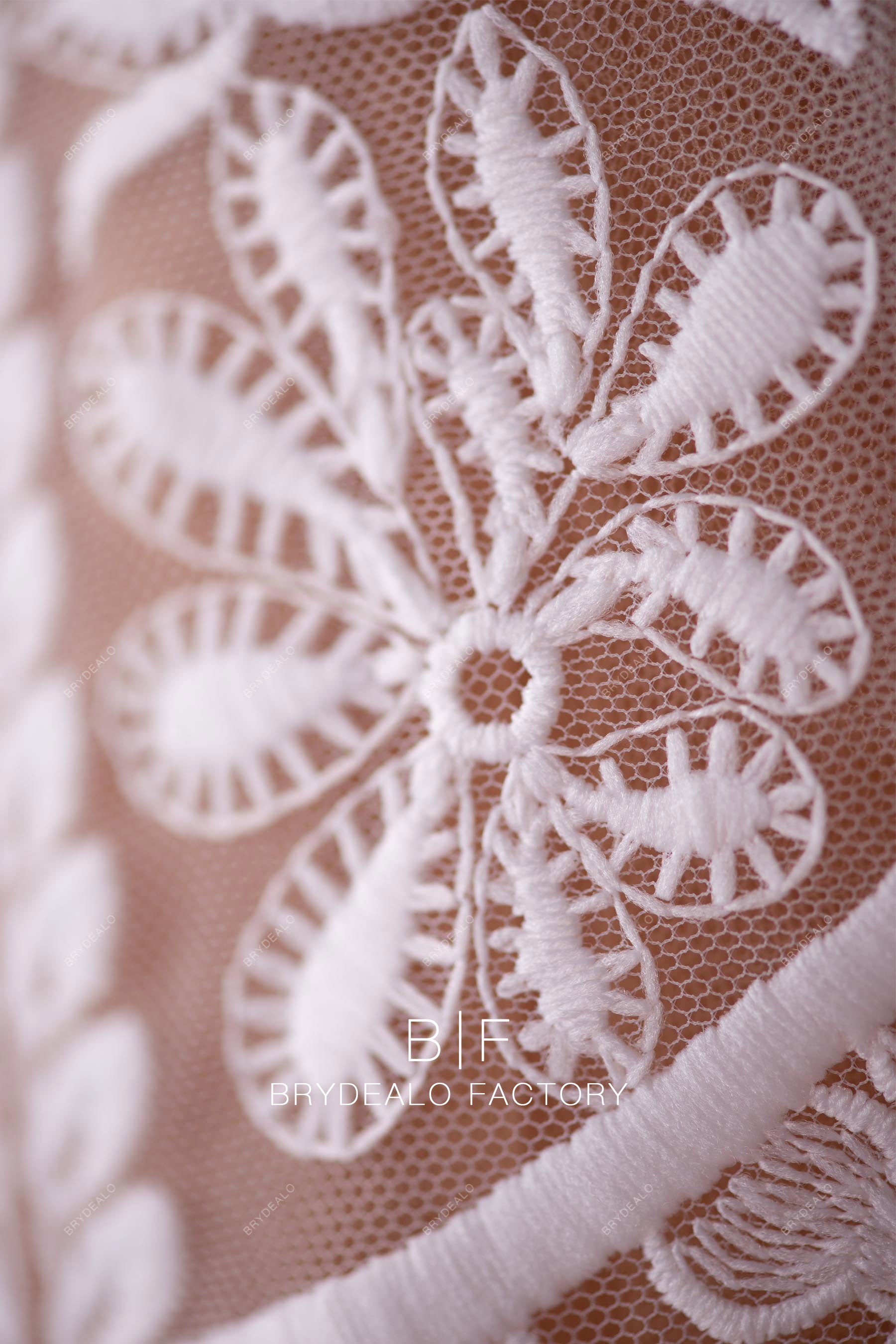 Geometric Totem Embroidery Lace Fabric for Wholesale