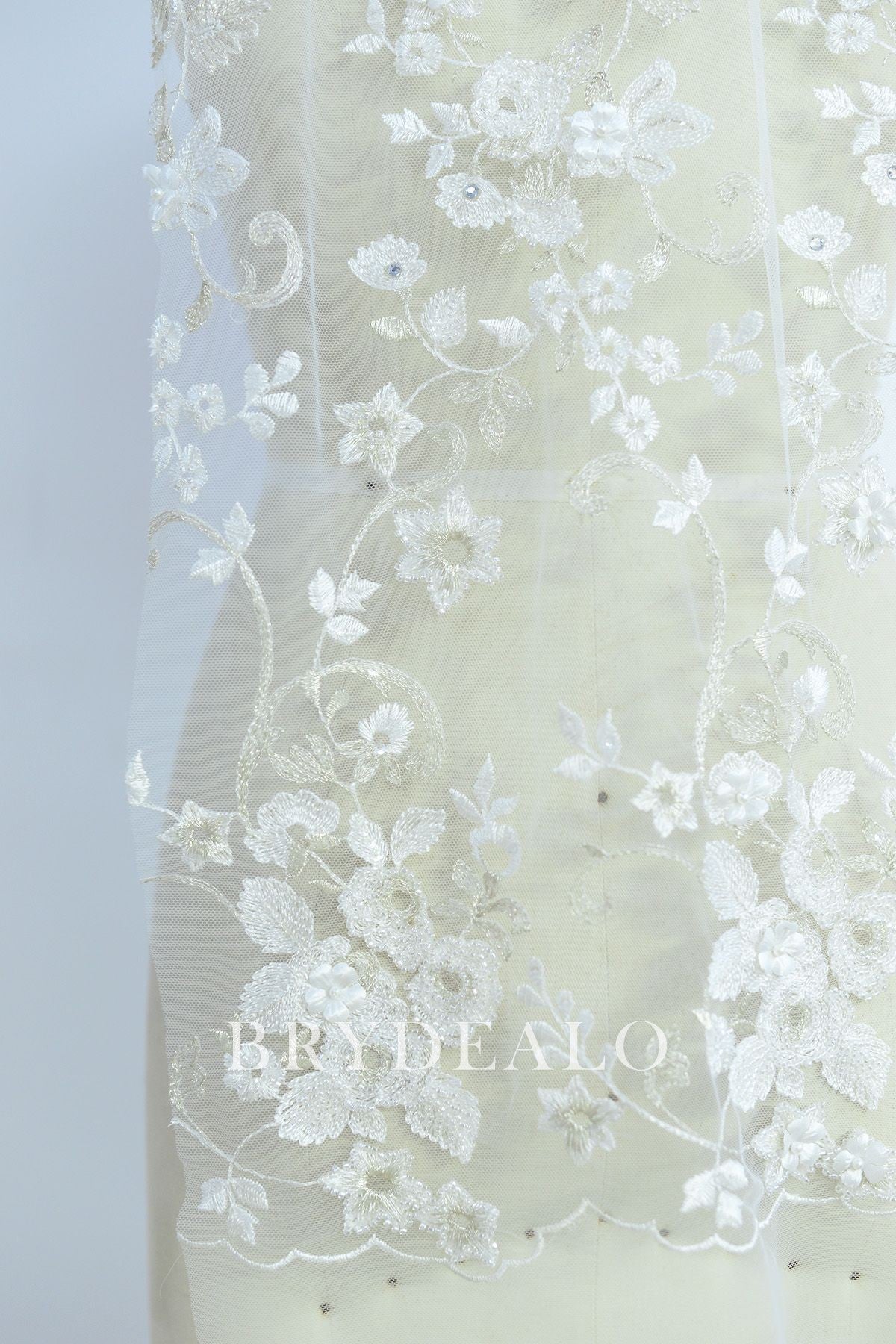 Best Exquisite Beaded Flower Designer Lace Fabric