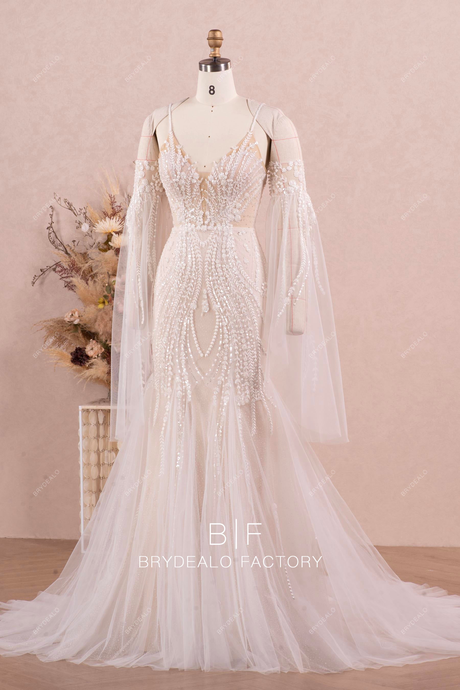 fairy sparkly lace mermaid wedding dress