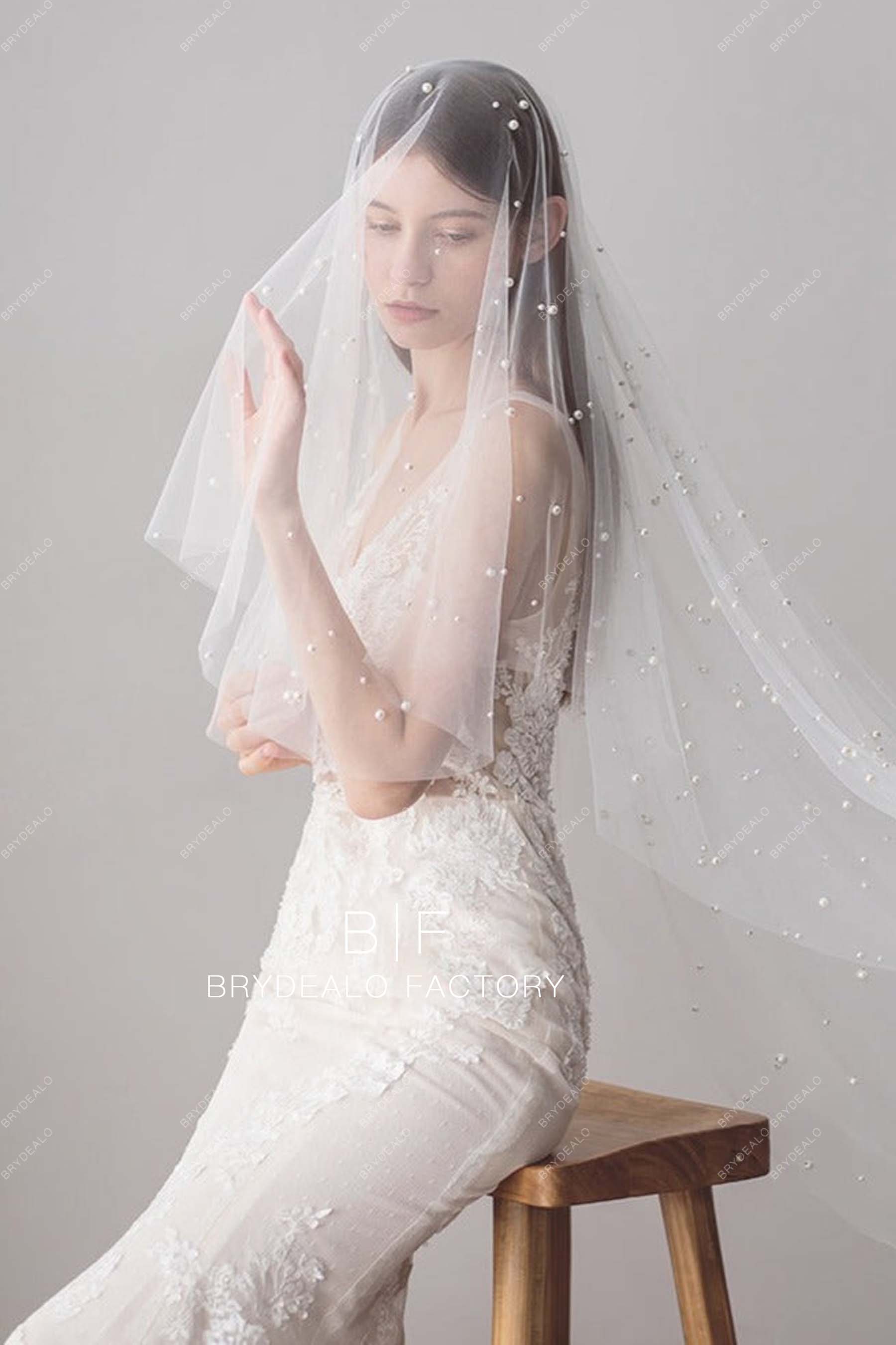 Brides & Hairpins Aude Fingertip Veil with Scattered Pearls Wholesale