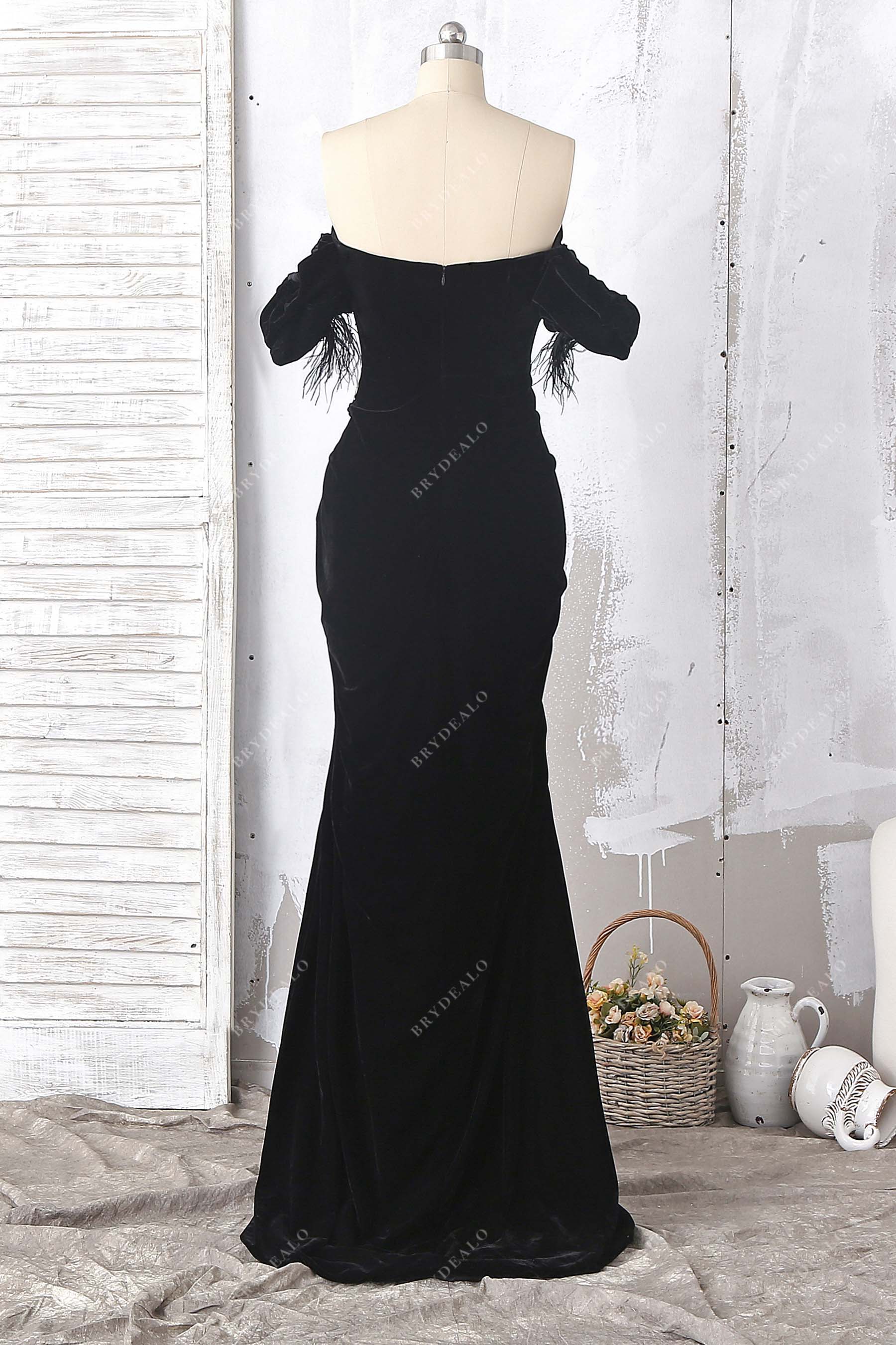 floor length mermaid velvet prom gown
