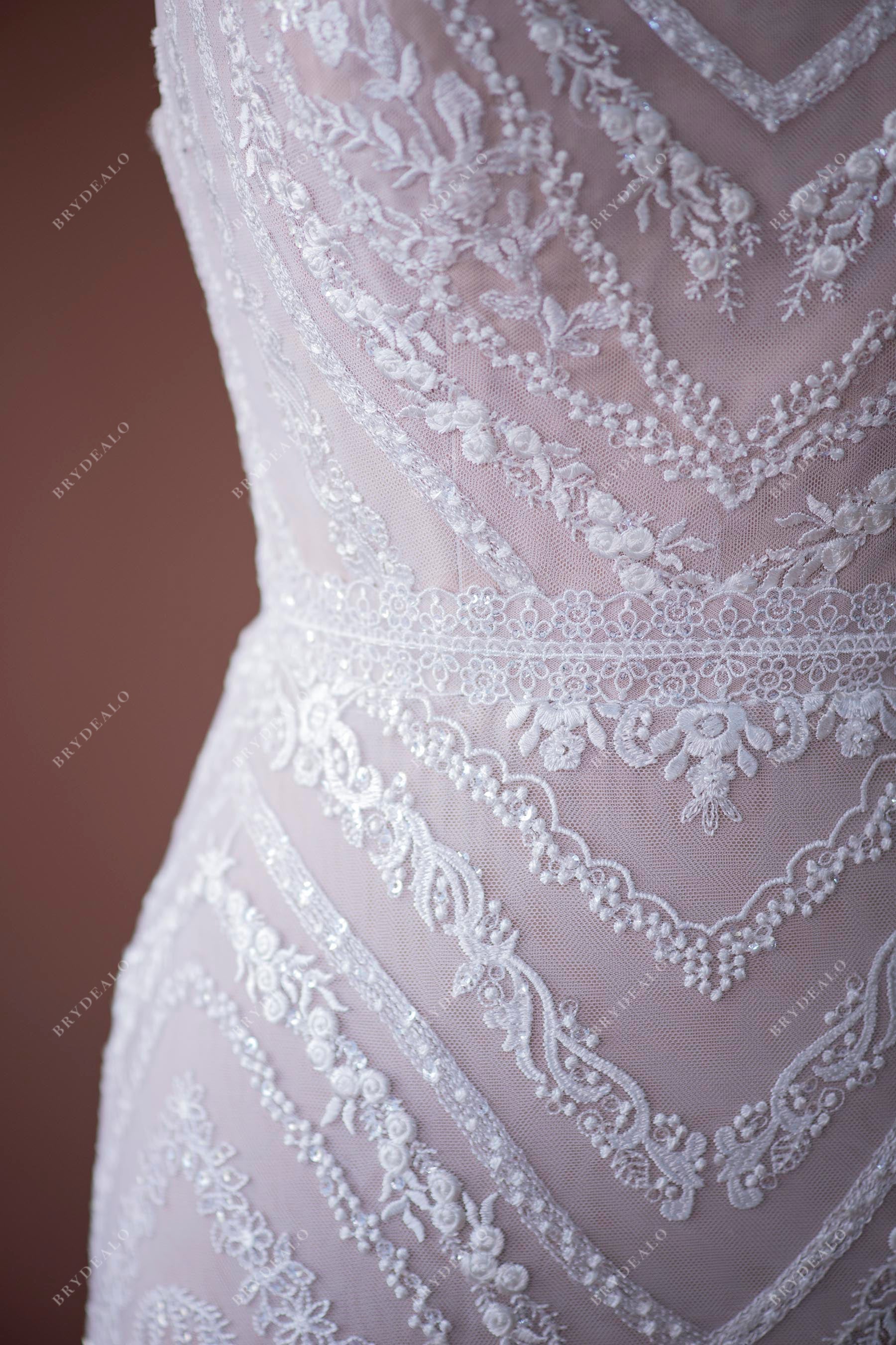 floral symmetrical lace bridal gown