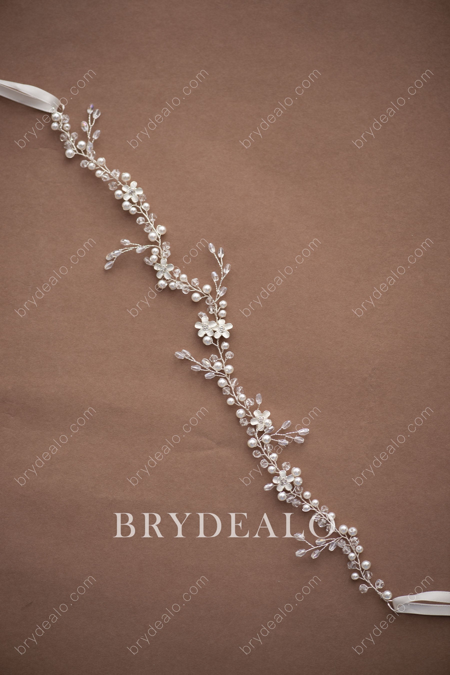  Pearls Rhinestones Bridal Sash