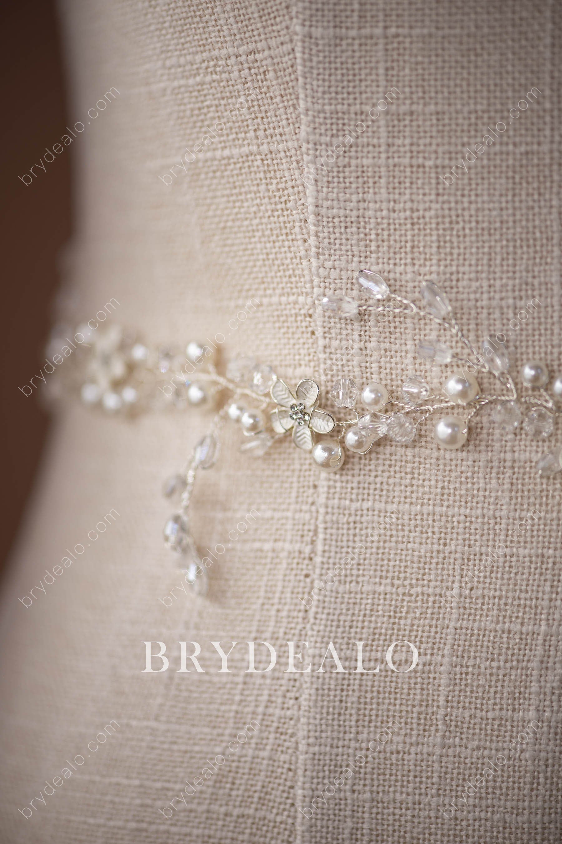  Alloy Pearls Rhinestones Bridal Sash