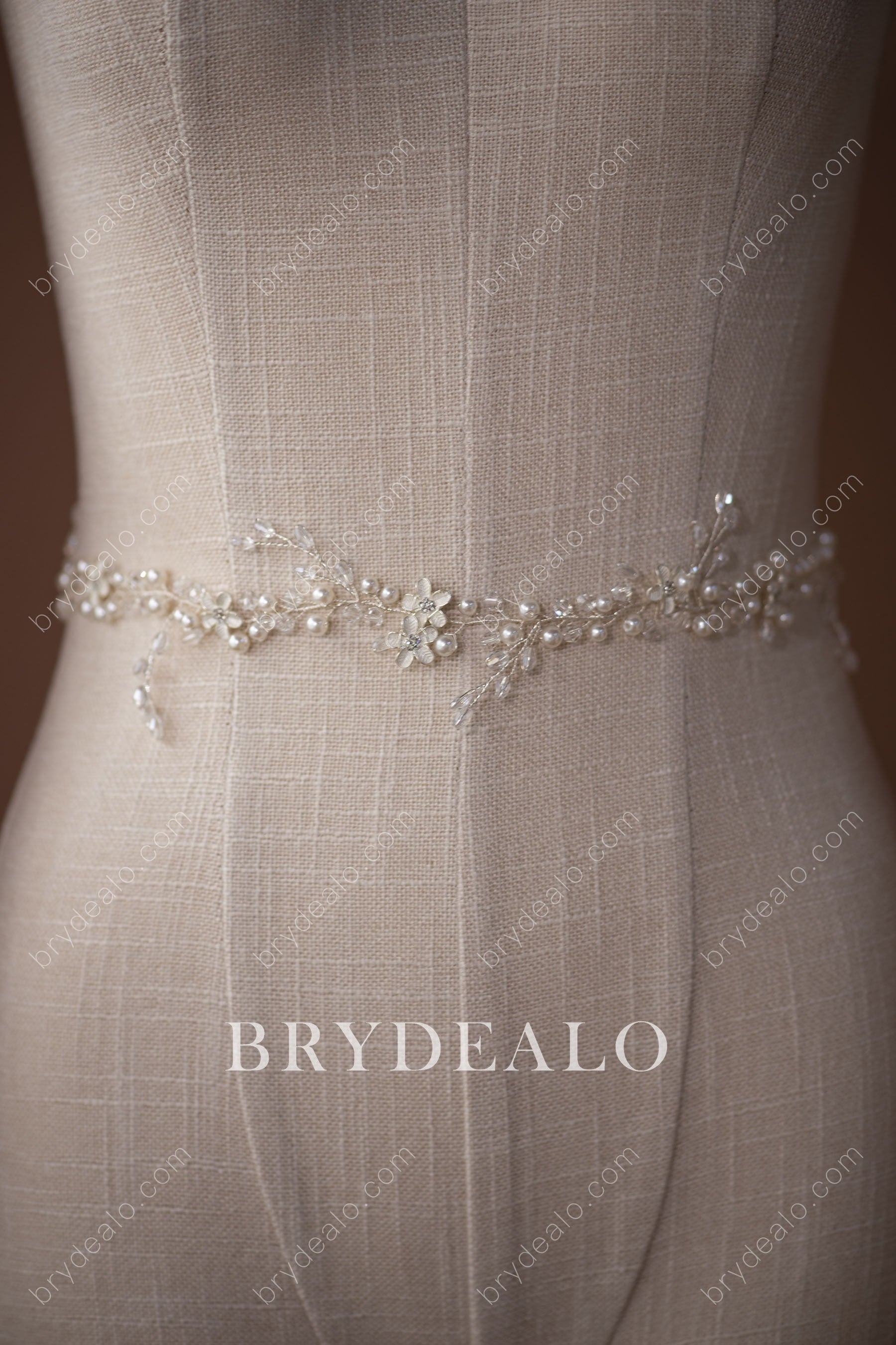 Flower Alloy Pearls Rhinestones Bridal Sash