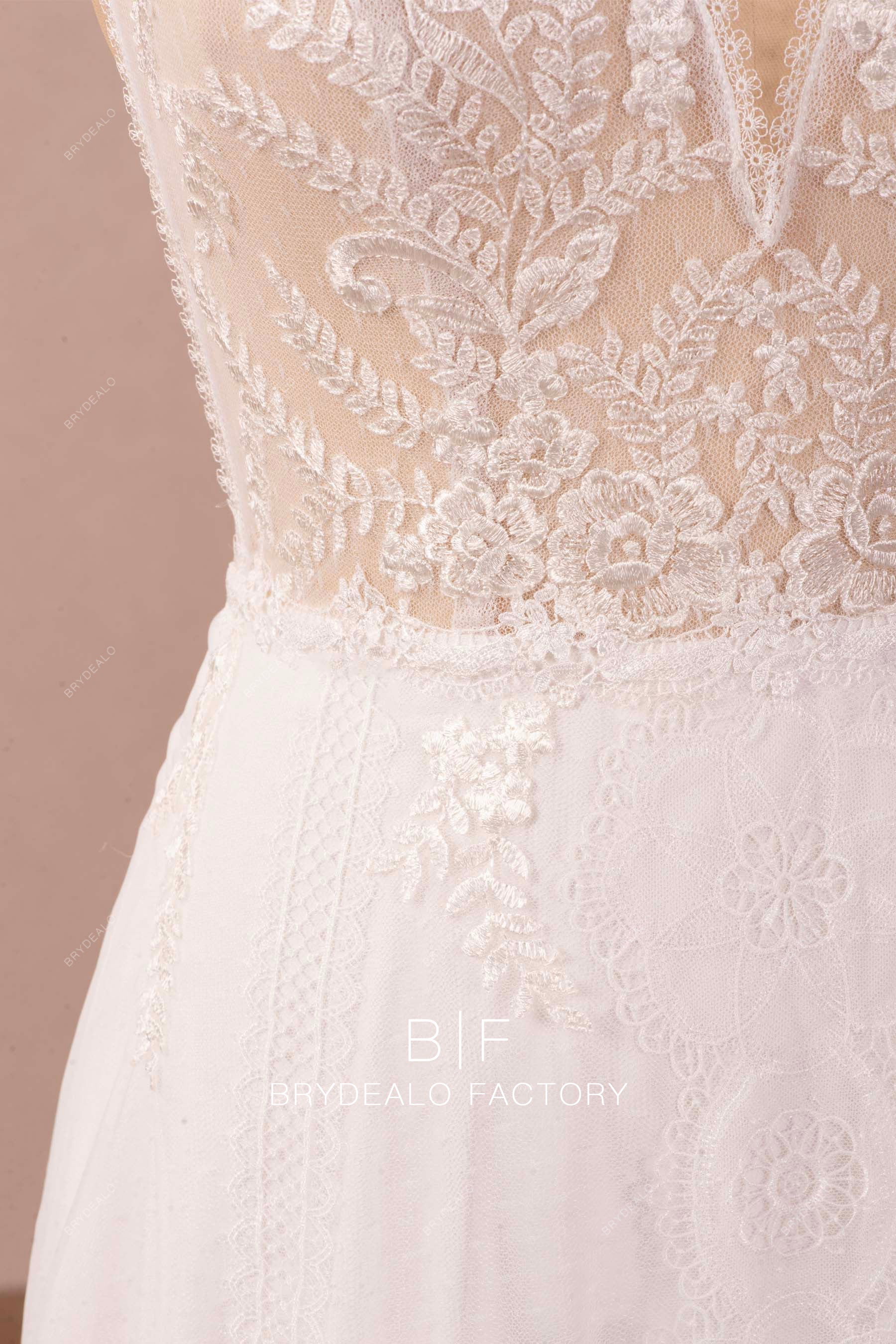 flower lace boho wedding dress