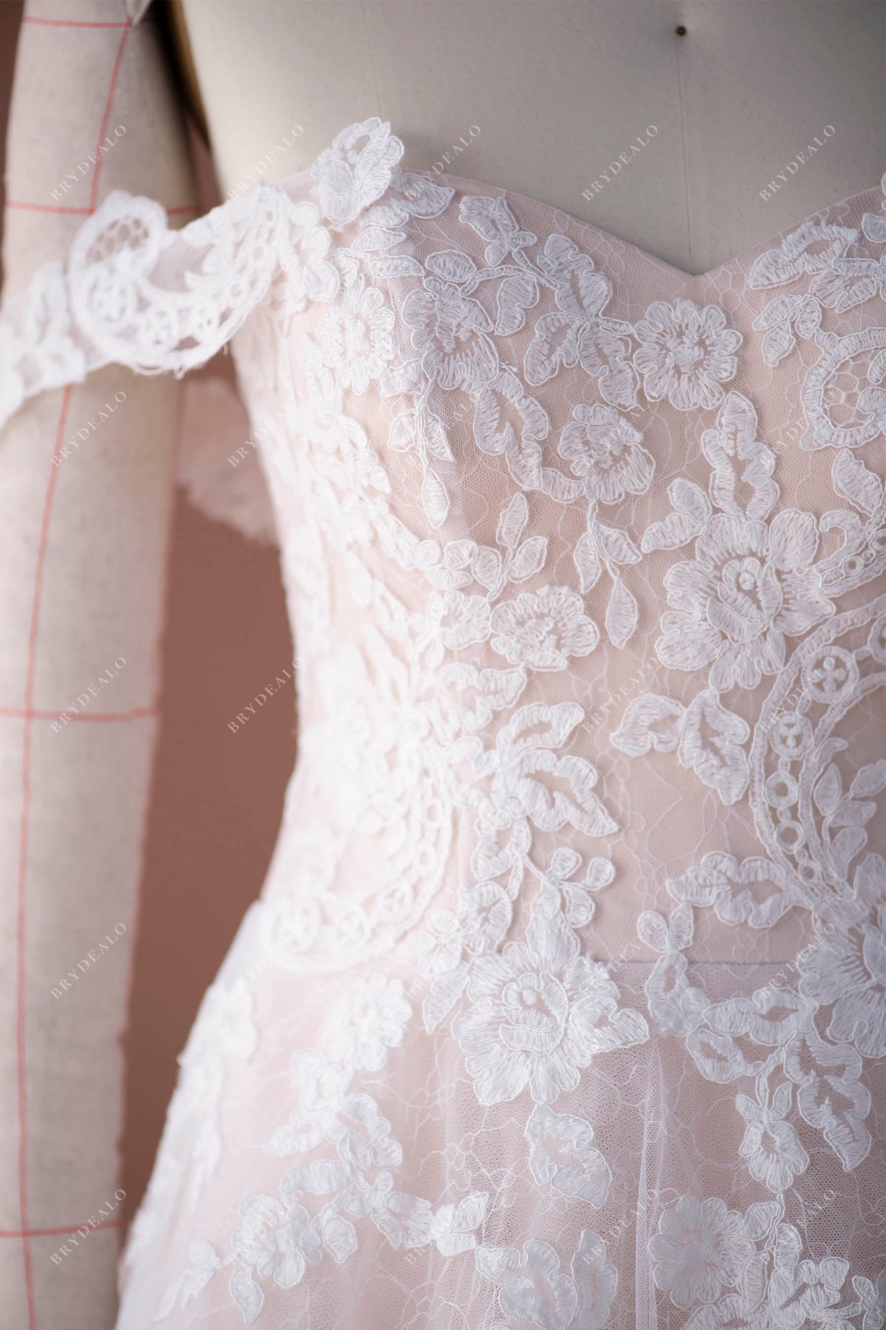 flower lace sweetheart ballgown wedding dress
