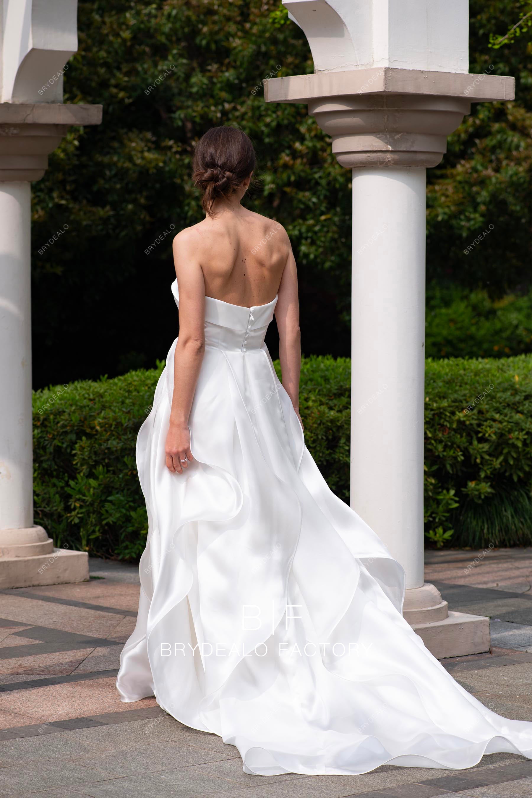 flowing organza long wedding dress