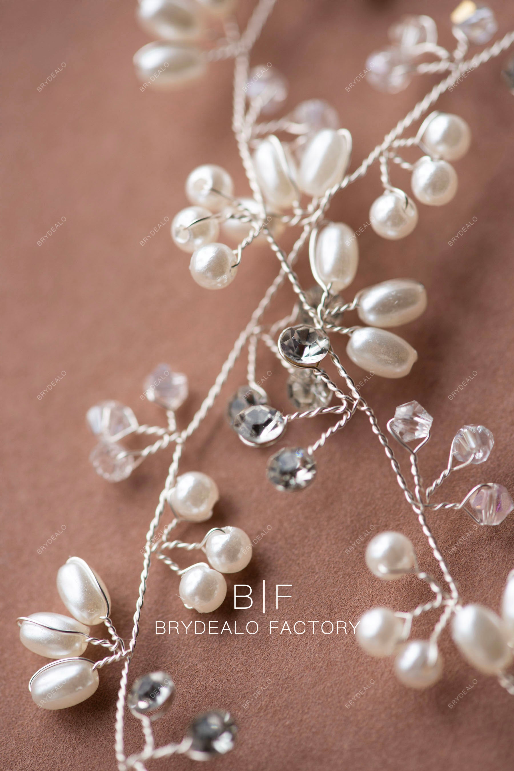 freshwater pearl crystal bridal hair accessory